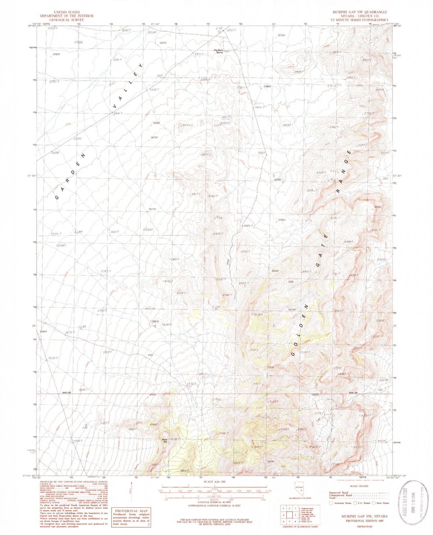 Classic USGS Murphy Gap NW Nevada 7.5'x7.5' Topo Map Image