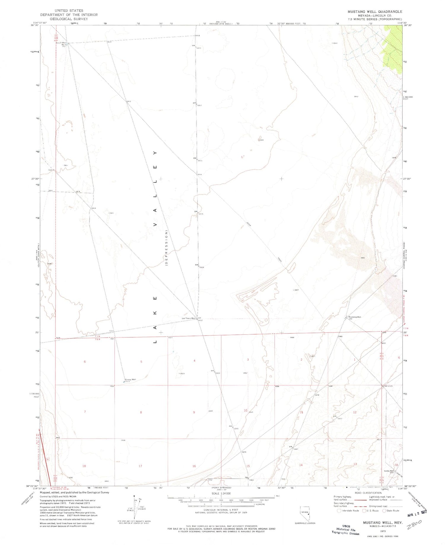 Classic USGS Mustang Well Nevada 7.5'x7.5' Topo Map Image