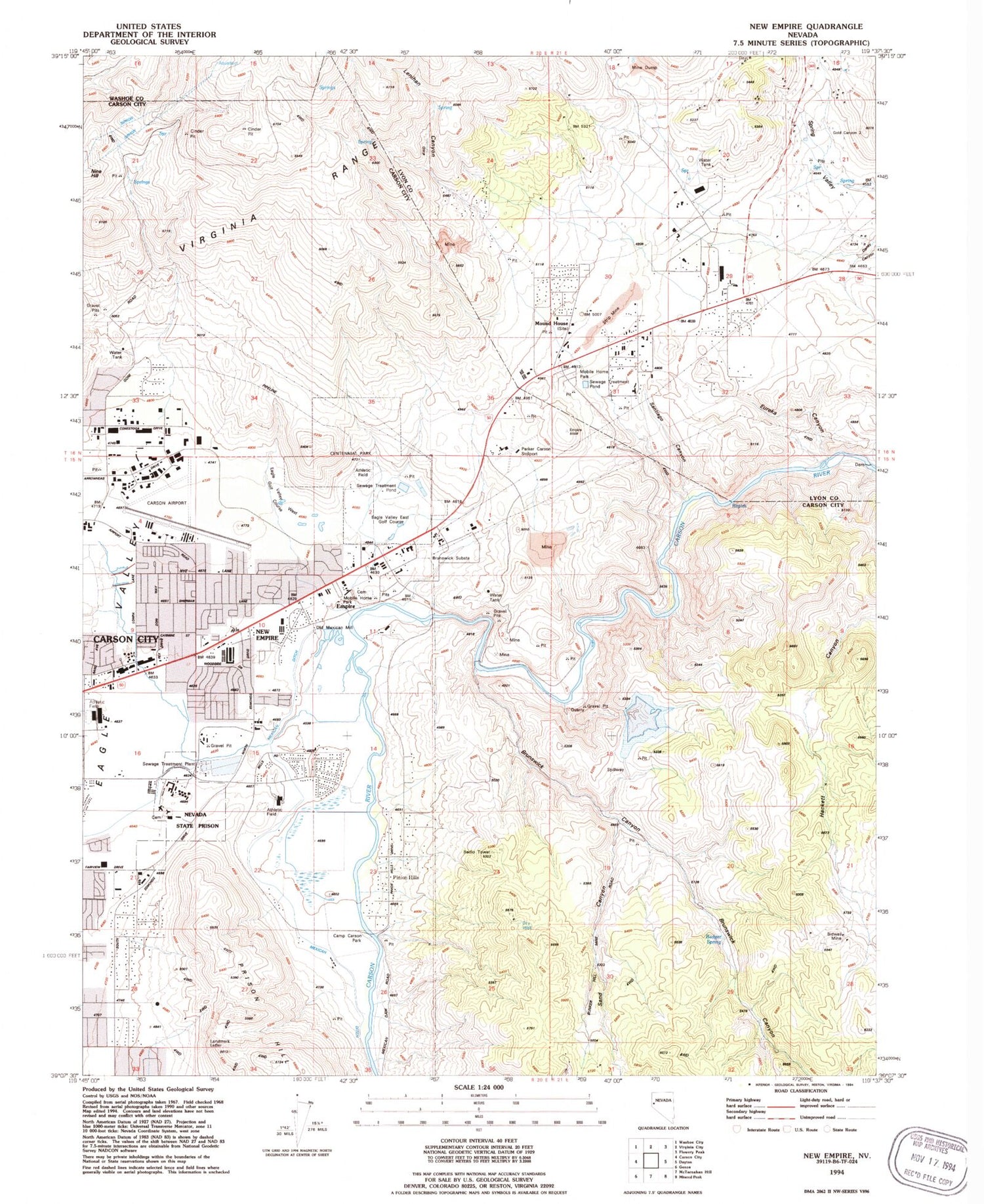 Classic USGS New Empire Nevada 7.5'x7.5' Topo Map Image