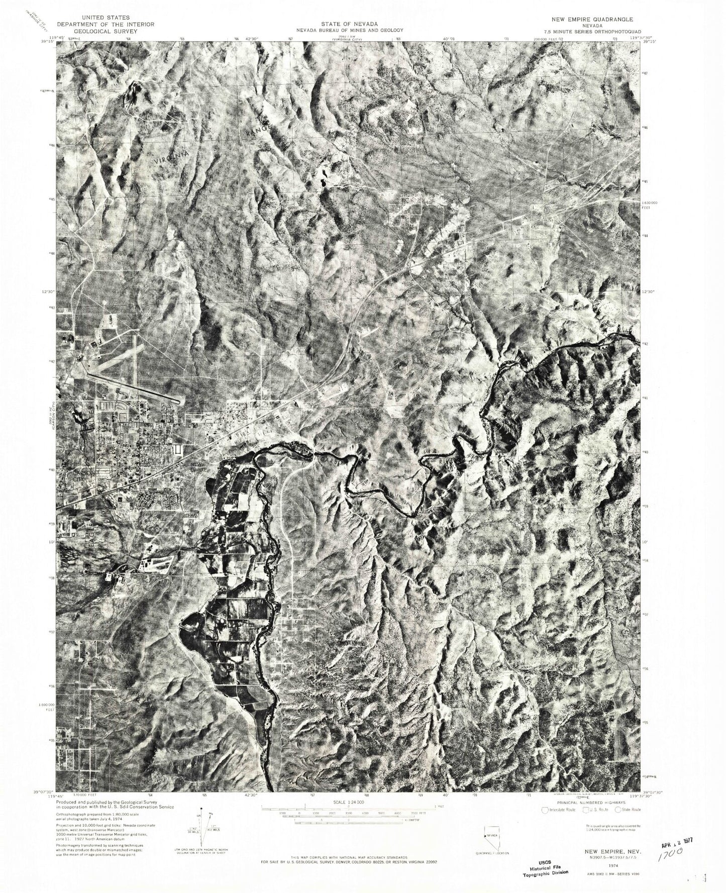Classic USGS New Empire Nevada 7.5'x7.5' Topo Map Image