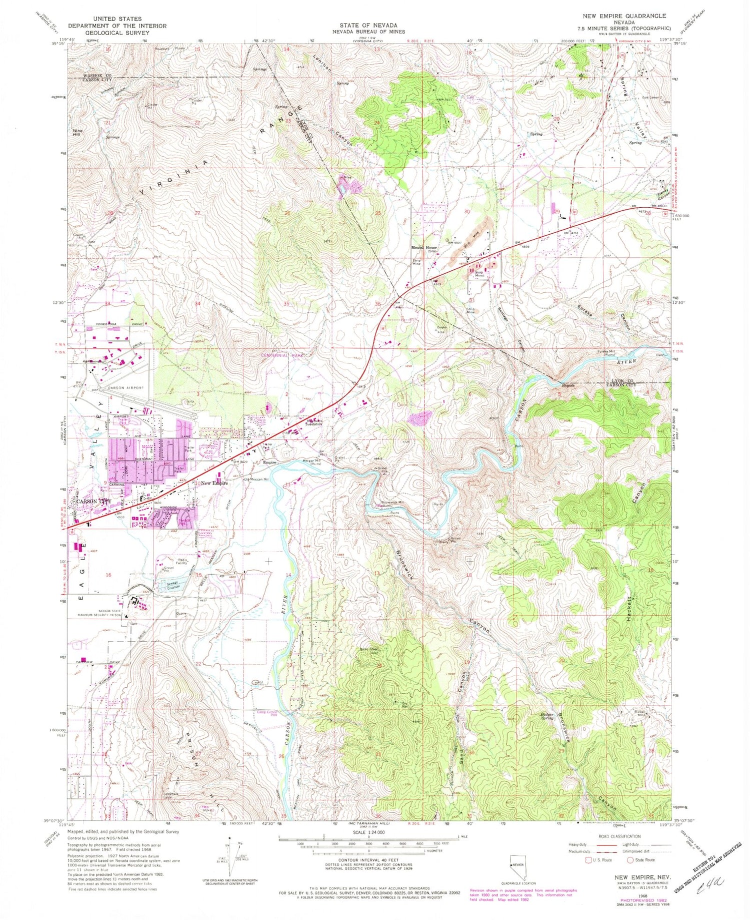 Classic USGS New Empire Nevada 7.5'x7.5' Topo Map Image