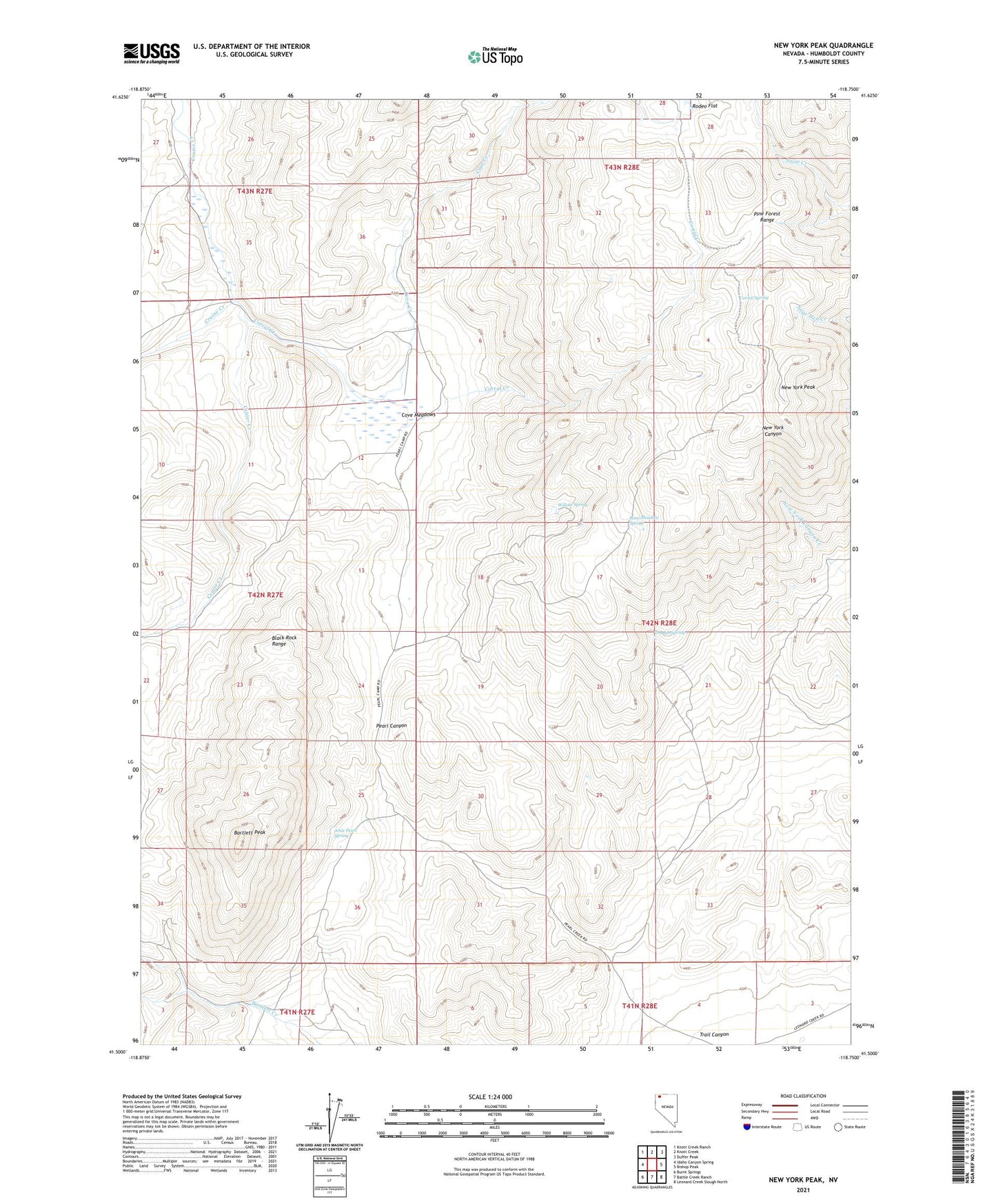New York Peak Nevada US Topo Map Image
