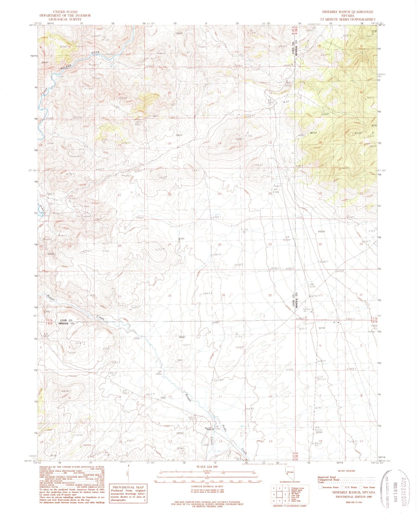 Classic USGS Ninemile Peak Nevada 7.5'x7.5' Topo Map Image