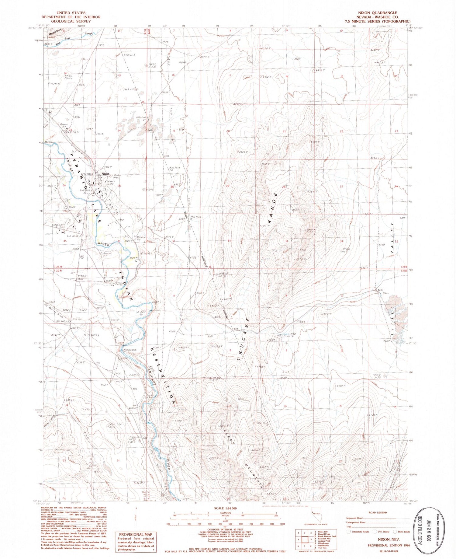 Classic USGS Nixon Nevada 7.5'x7.5' Topo Map Image