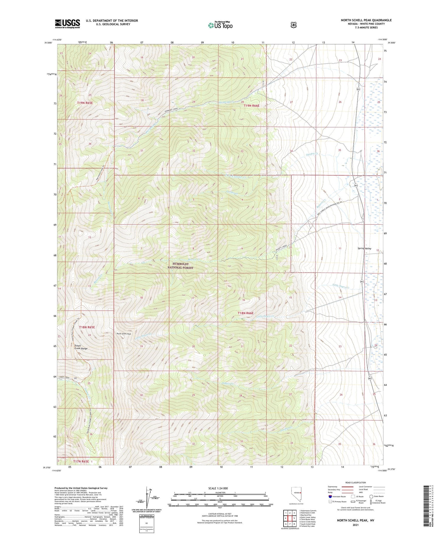 North Schell Peak Nevada US Topo Map Image