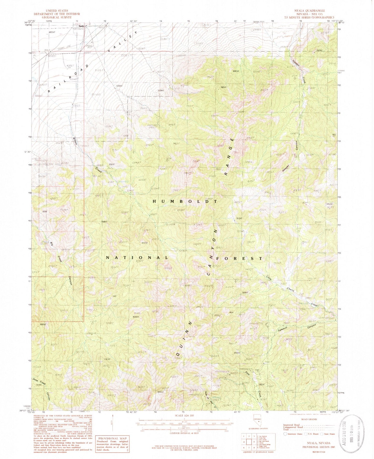 Classic USGS Nyala Nevada 7.5'x7.5' Topo Map Image