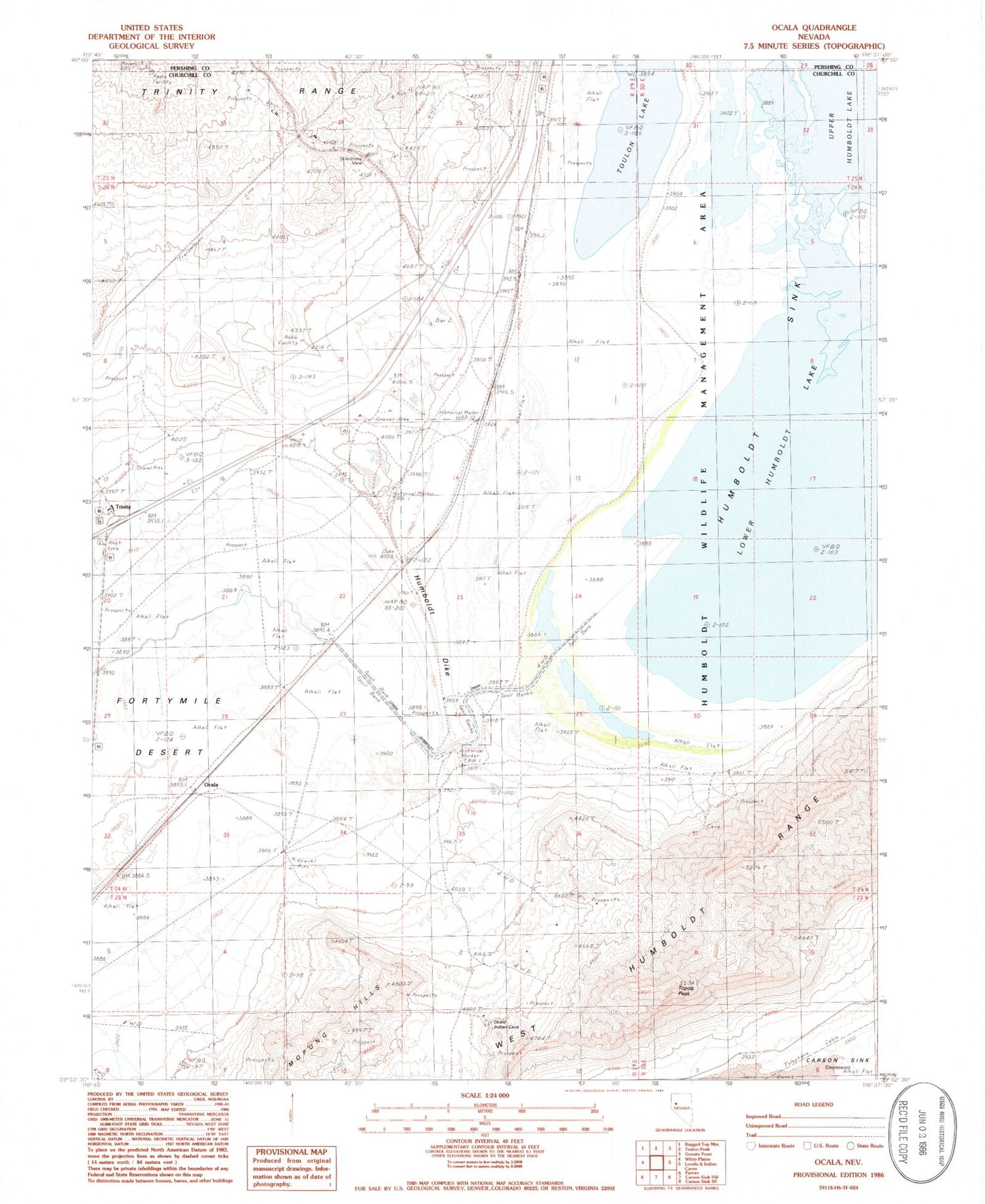 Classic USGS Ocala Nevada 7.5'x7.5' Topo Map Image