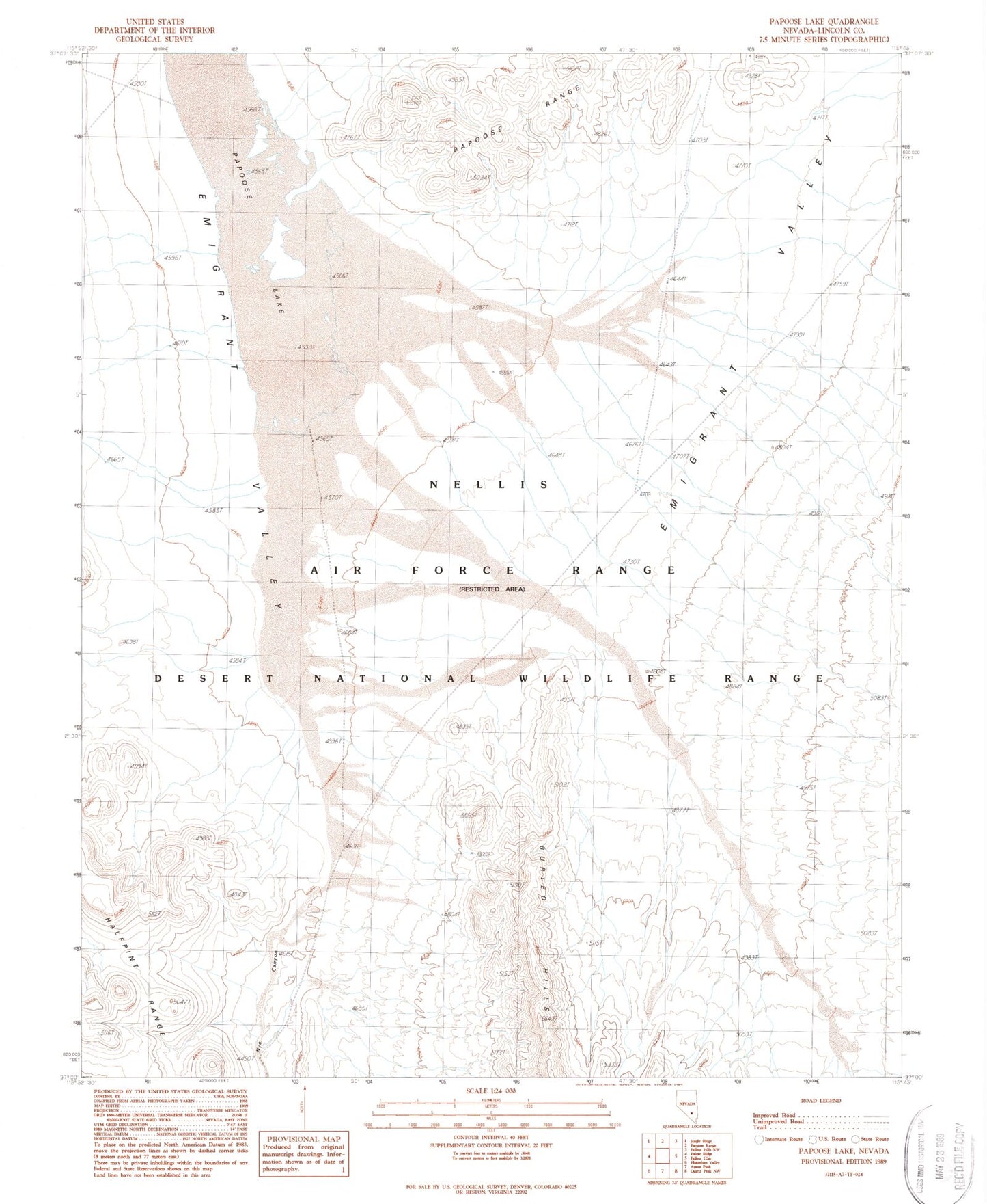 Classic USGS Papoose Lake Nevada 7.5'x7.5' Topo Map Image