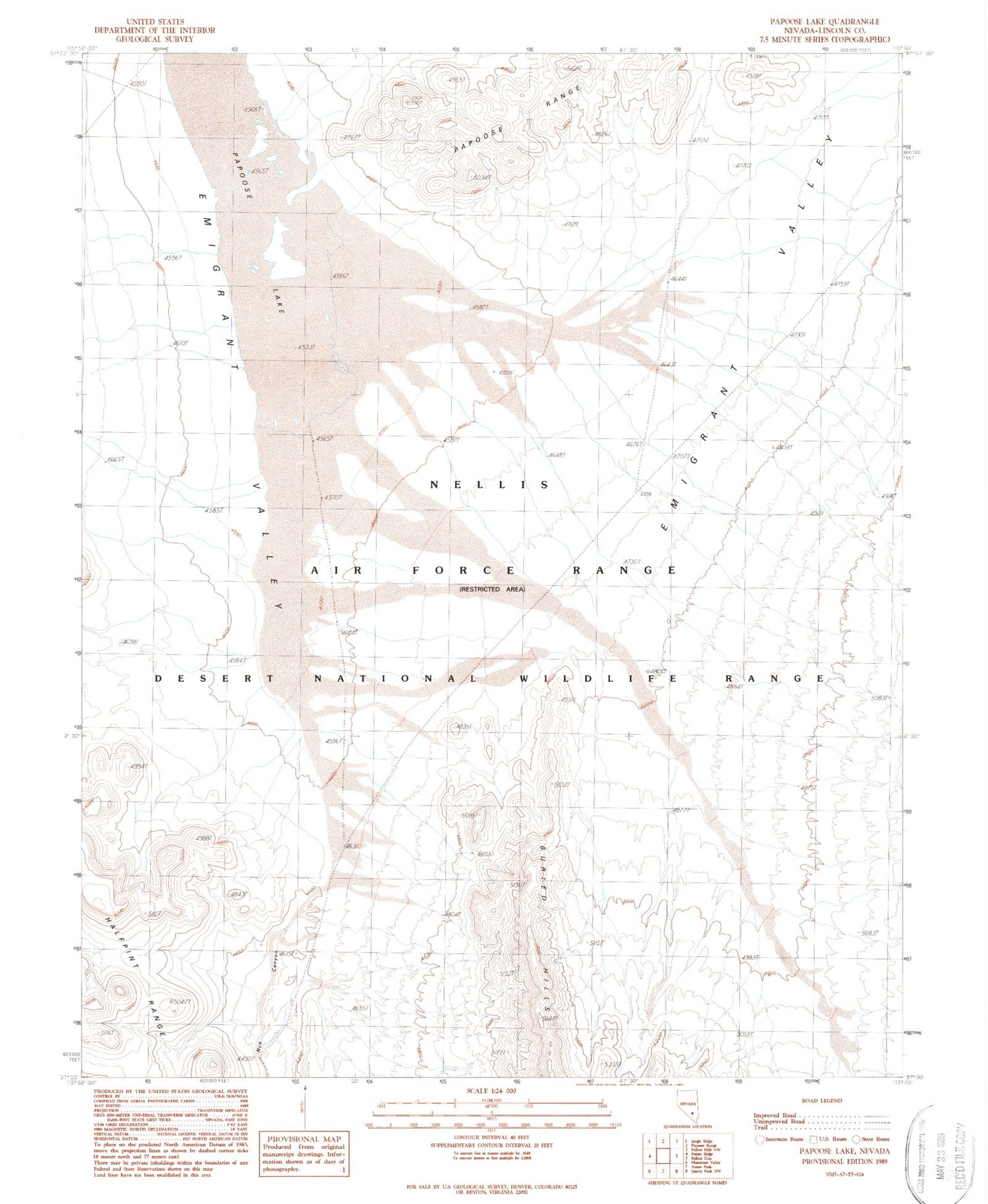 Classic USGS Papoose Lake Nevada 7.5'x7.5' Topo Map Image
