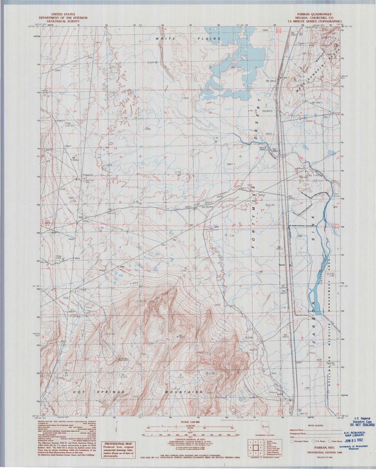 Classic USGS Parran Nevada 7.5'x7.5' Topo Map Image
