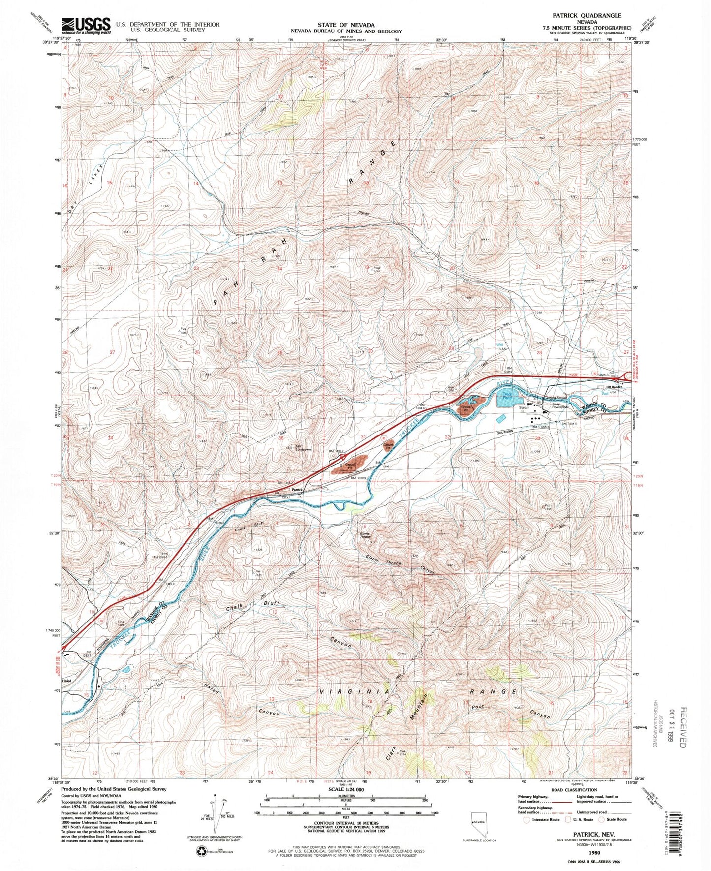 Classic USGS Patrick Nevada 7.5'x7.5' Topo Map Image