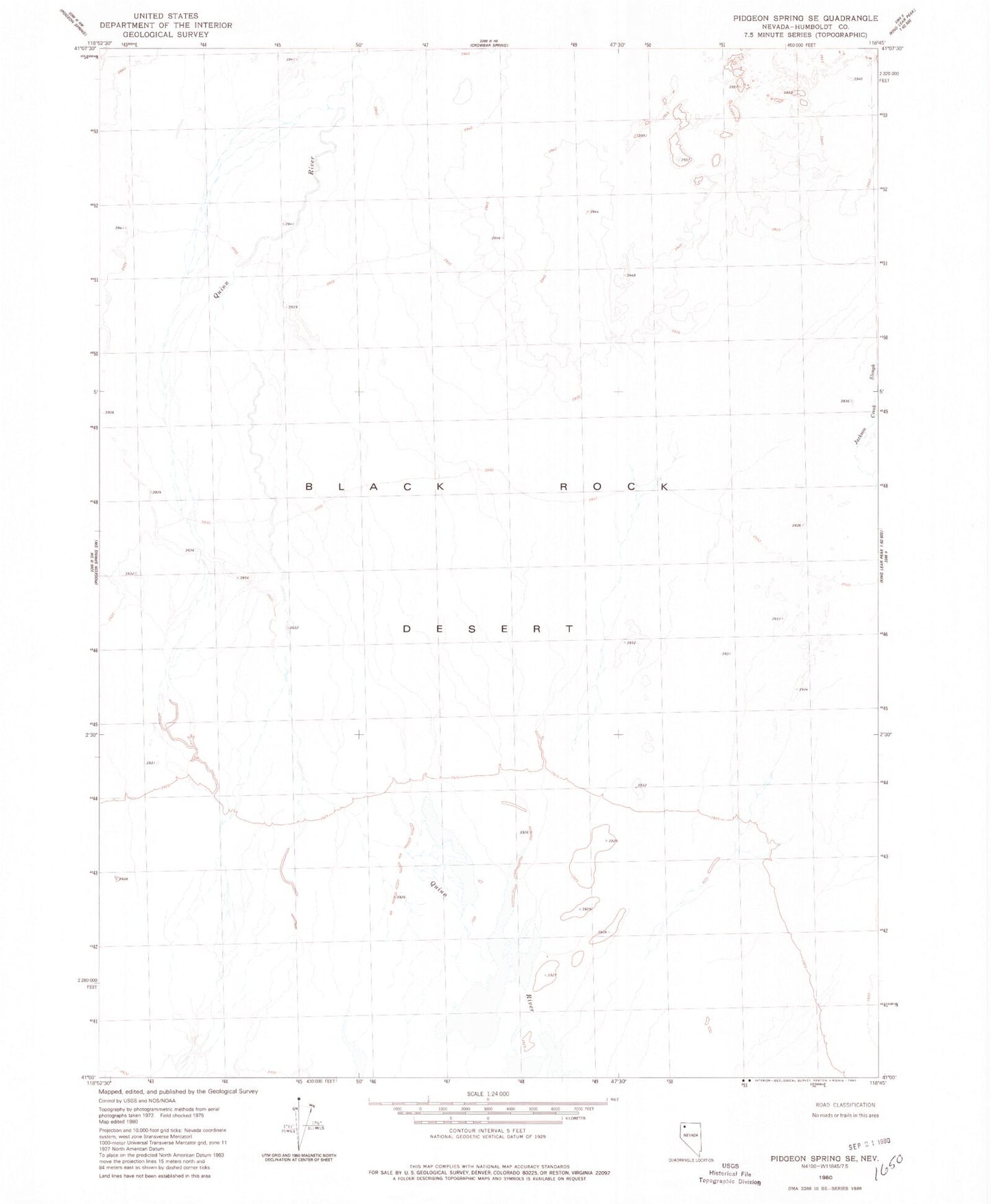 Classic USGS Pidgeon Spring SE Nevada 7.5'x7.5' Topo Map Image