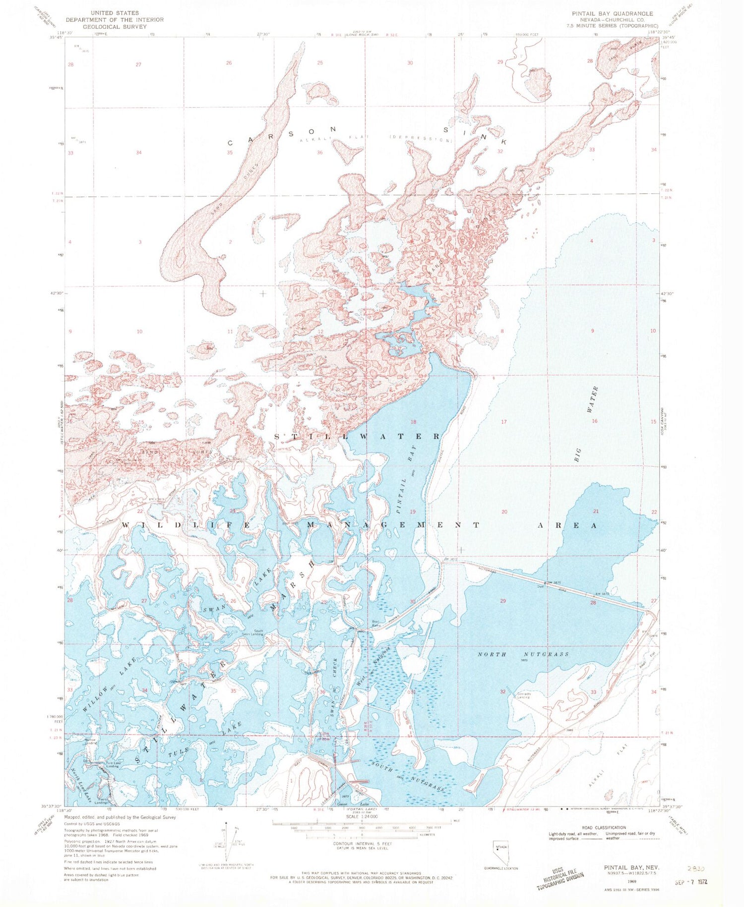 Classic USGS Pintail Bay Nevada 7.5'x7.5' Topo Map Image