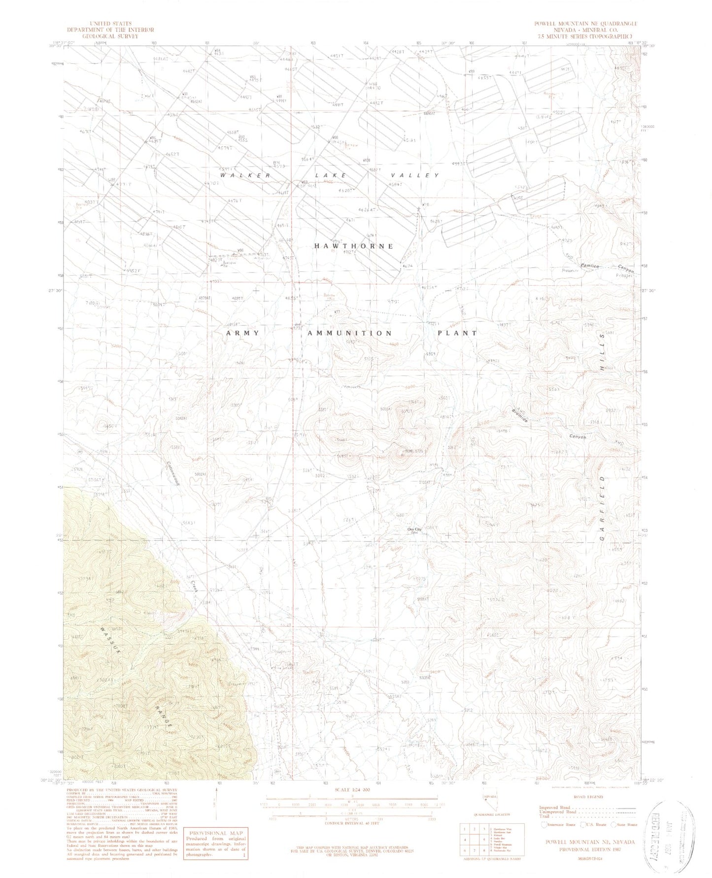 Classic USGS Powell Mountain NE Nevada 7.5'x7.5' Topo Map Image