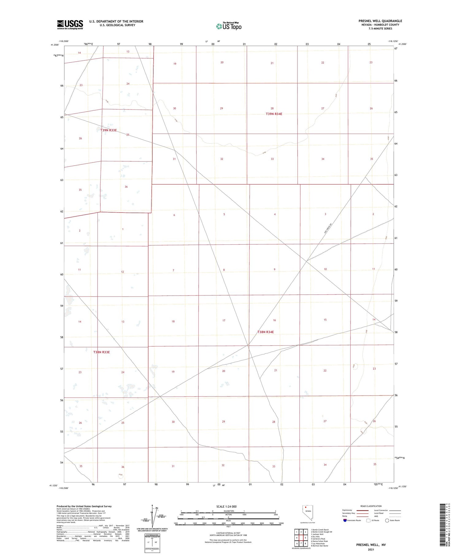 Presnel Well Nevada US Topo Map Image