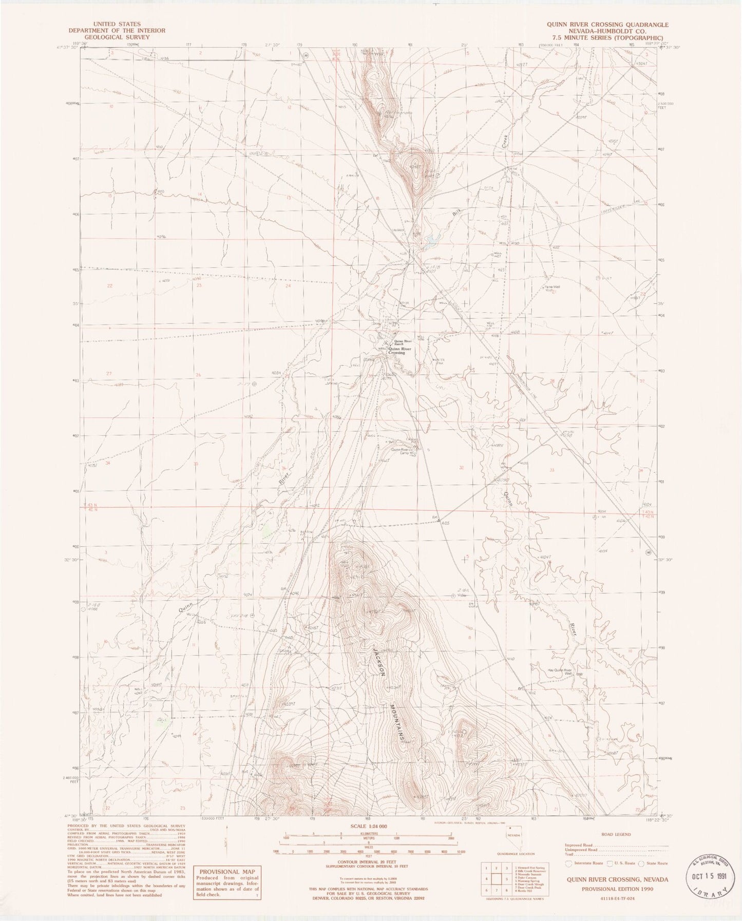 Classic USGS Quinn River Crossing Nevada 7.5'x7.5' Topo Map Image