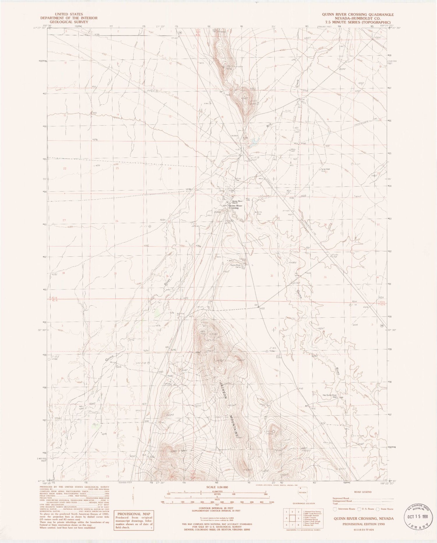 Classic USGS Quinn River Crossing Nevada 7.5'x7.5' Topo Map Image