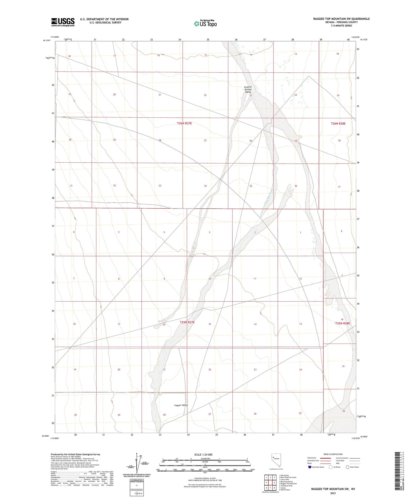 Ragged Top Mountain SW Nevada US Topo Map Image