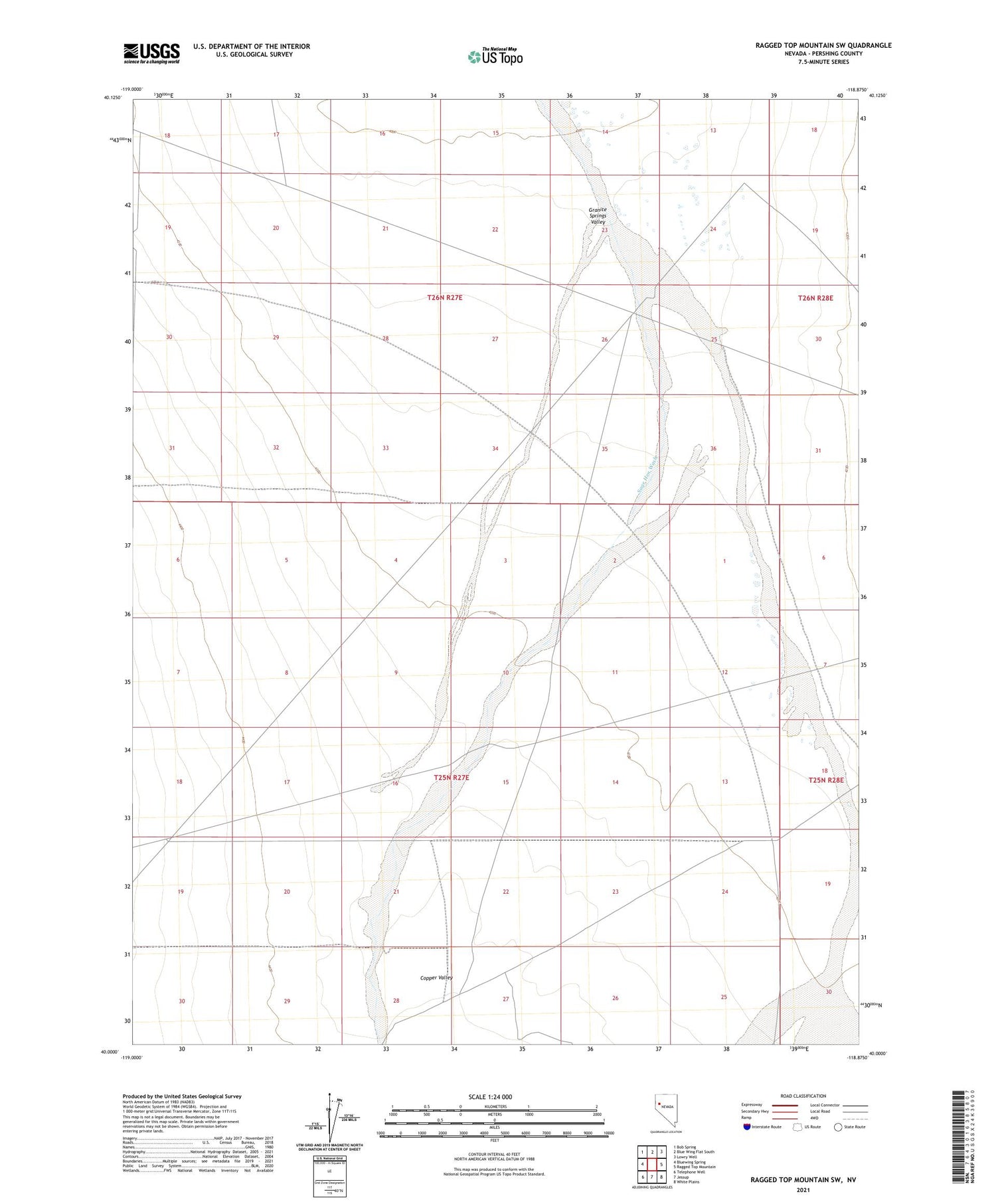 Ragged Top Mountain SW Nevada US Topo Map Image