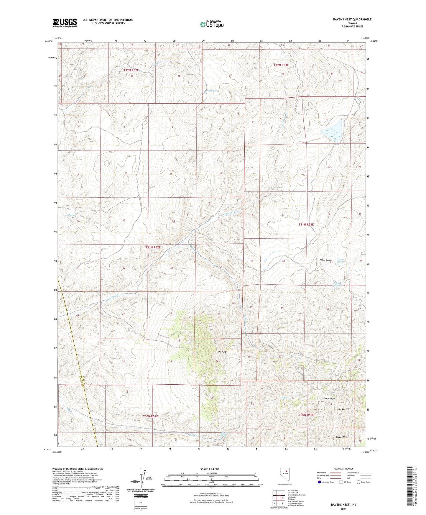 Ravens Nest Nevada US Topo Map Image