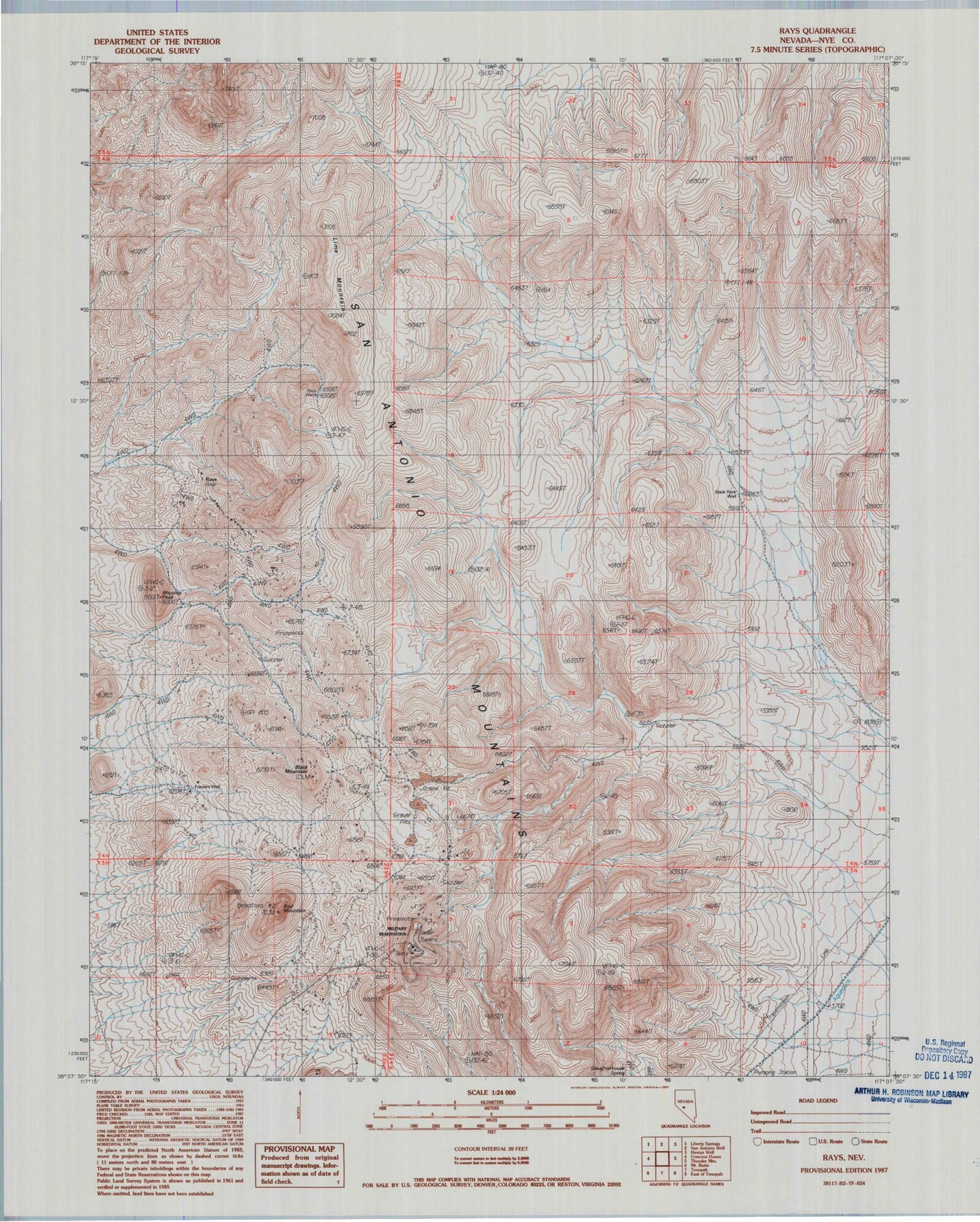 Classic USGS Rays Nevada 7.5'x7.5' Topo Map Image
