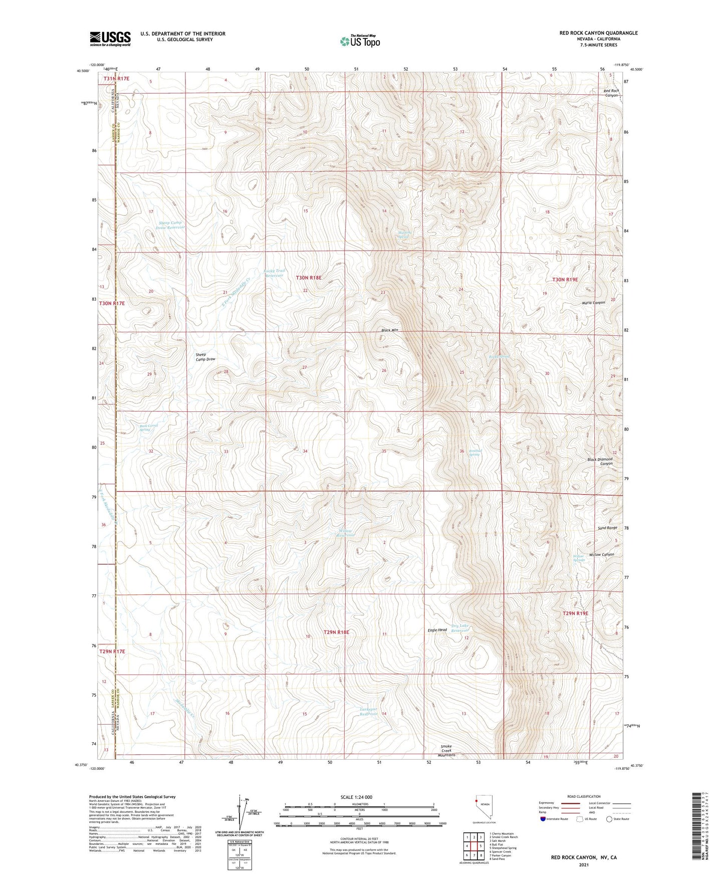 Red Rock Canyon Nevada US Topo Map Image