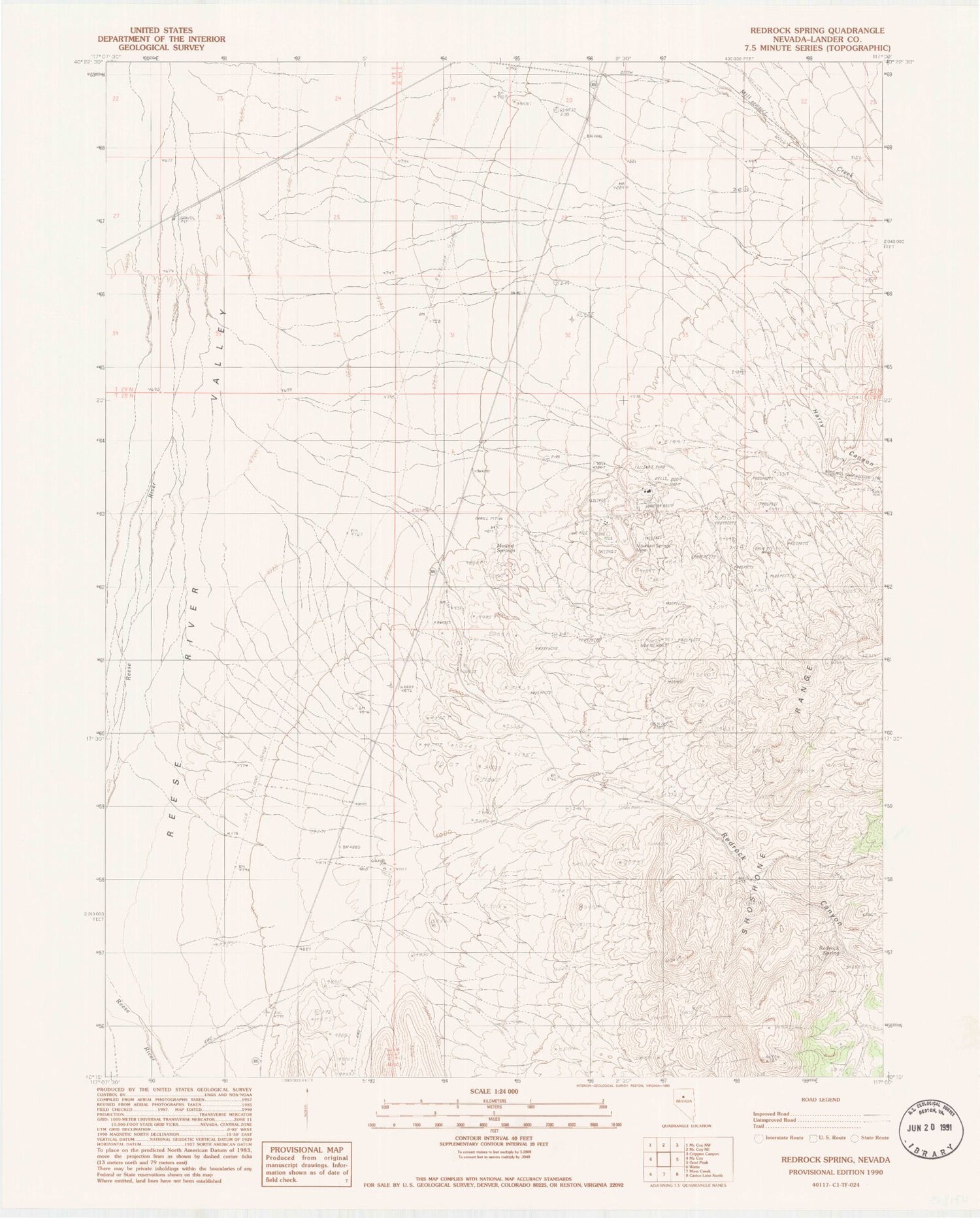 Classic USGS Redrock Spring Nevada 7.5'x7.5' Topo Map Image