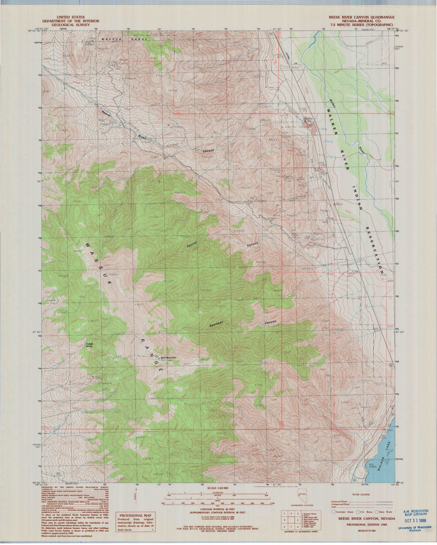 Classic USGS Reese River Canyon Nevada 7.5'x7.5' Topo Map Image