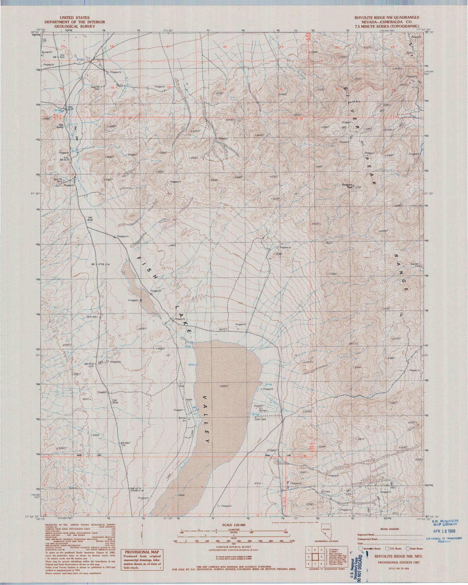 Classic USGS Rhyolite Ridge NW Nevada 7.5'x7.5' Topo Map – MyTopo Map Store