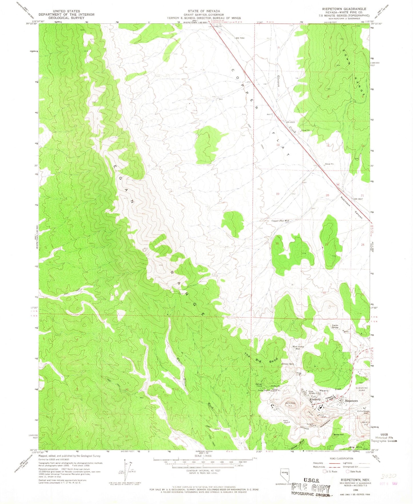 Classic USGS Riepetown Nevada 7.5'x7.5' Topo Map Image
