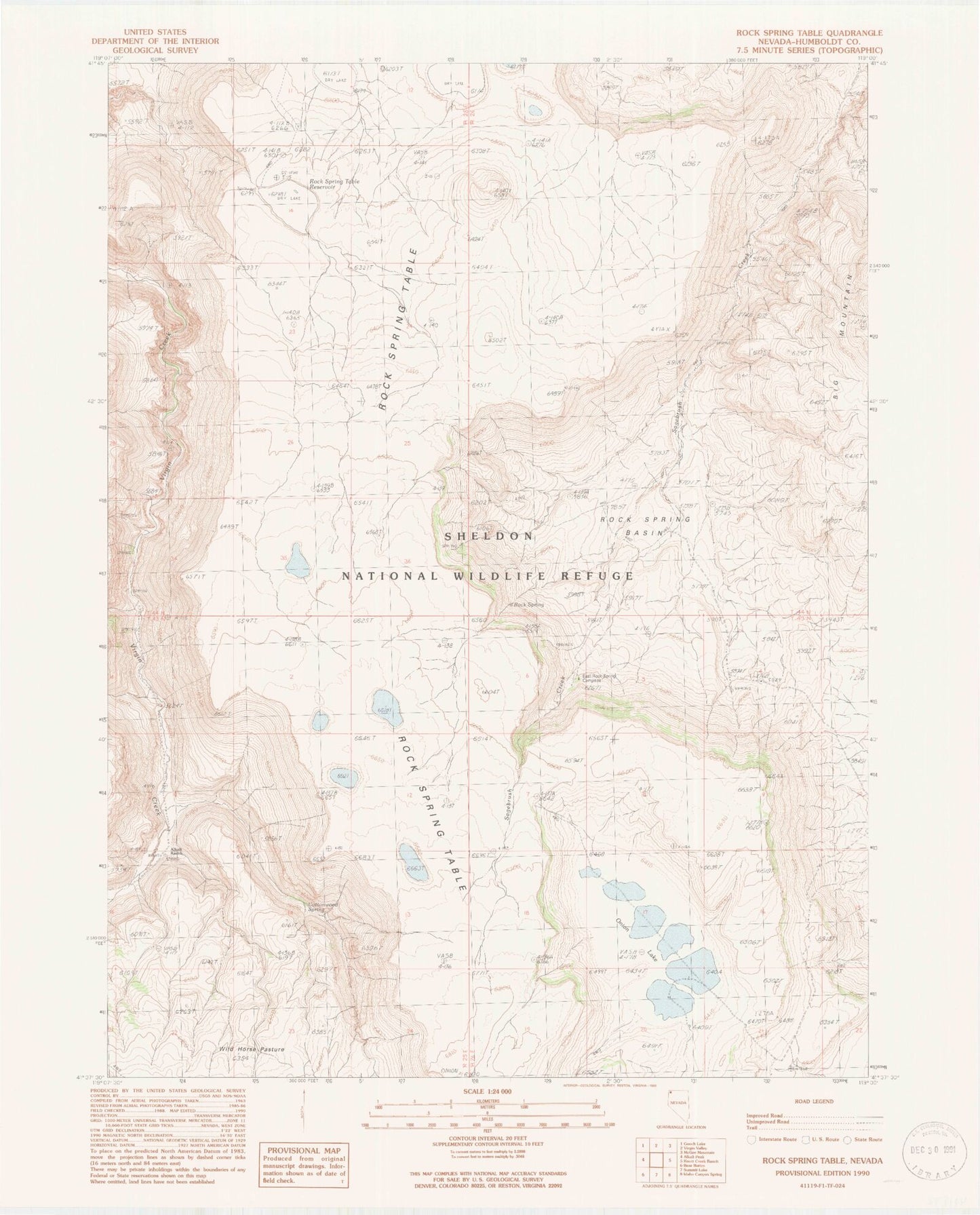 Classic USGS Rock Spring Table Nevada 7.5'x7.5' Topo Map Image