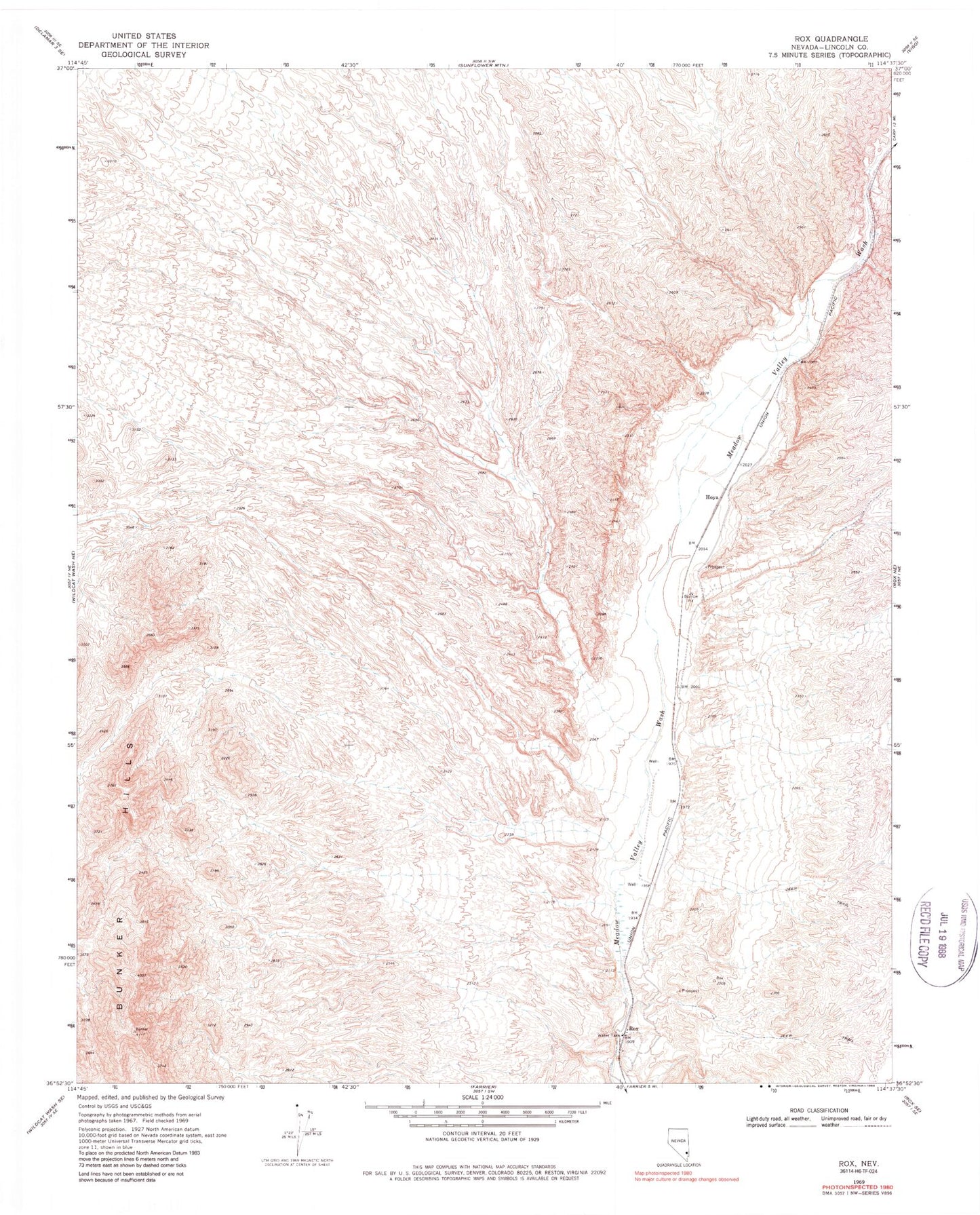 Classic USGS Rox Nevada 7.5'x7.5' Topo Map Image