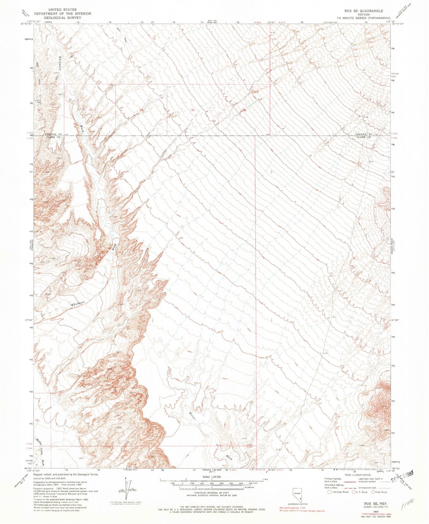 Classic USGS Rox SE Nevada 7.5'x7.5' Topo Map Image