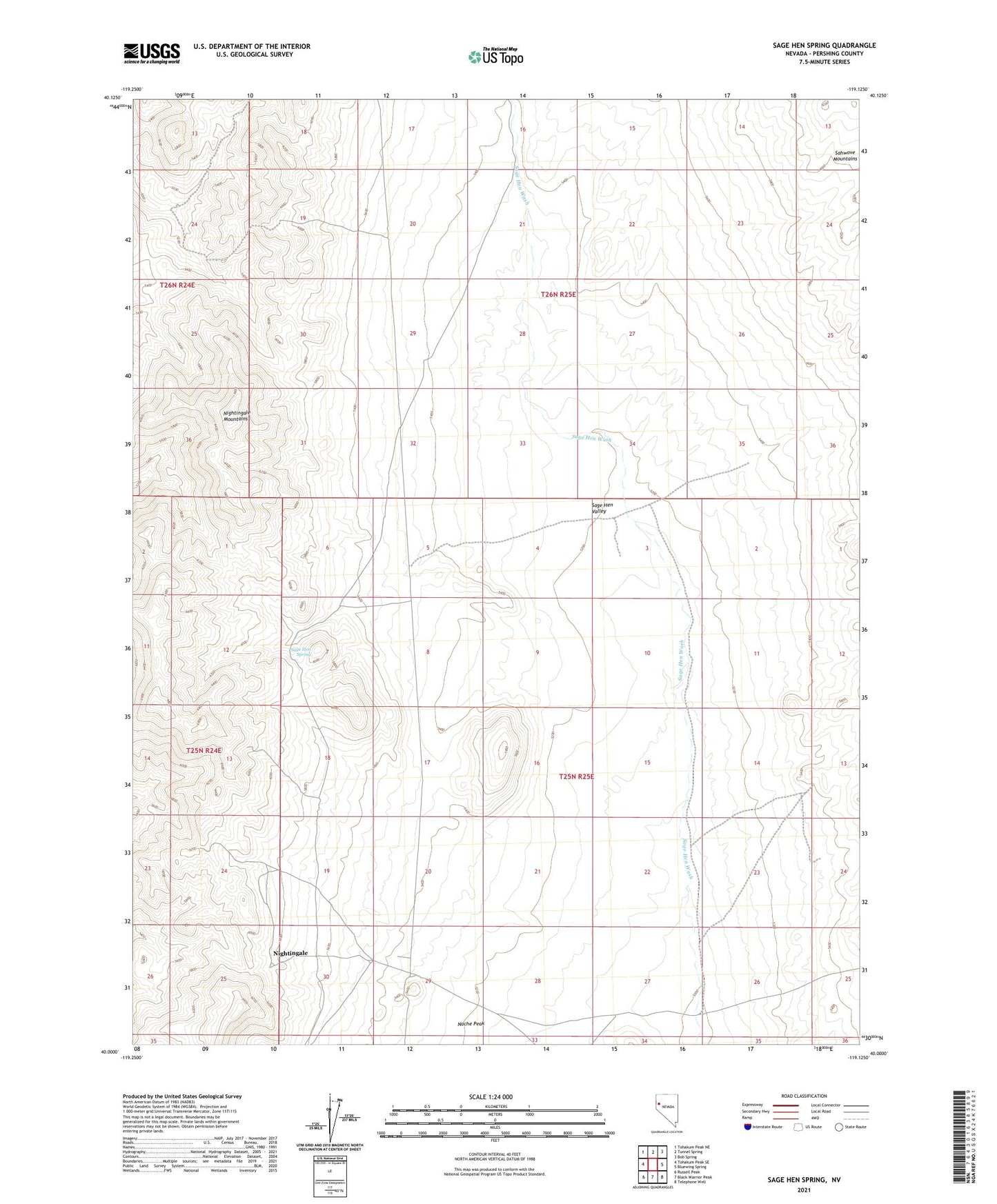 Sage Hen Spring Nevada US Topo Map Image