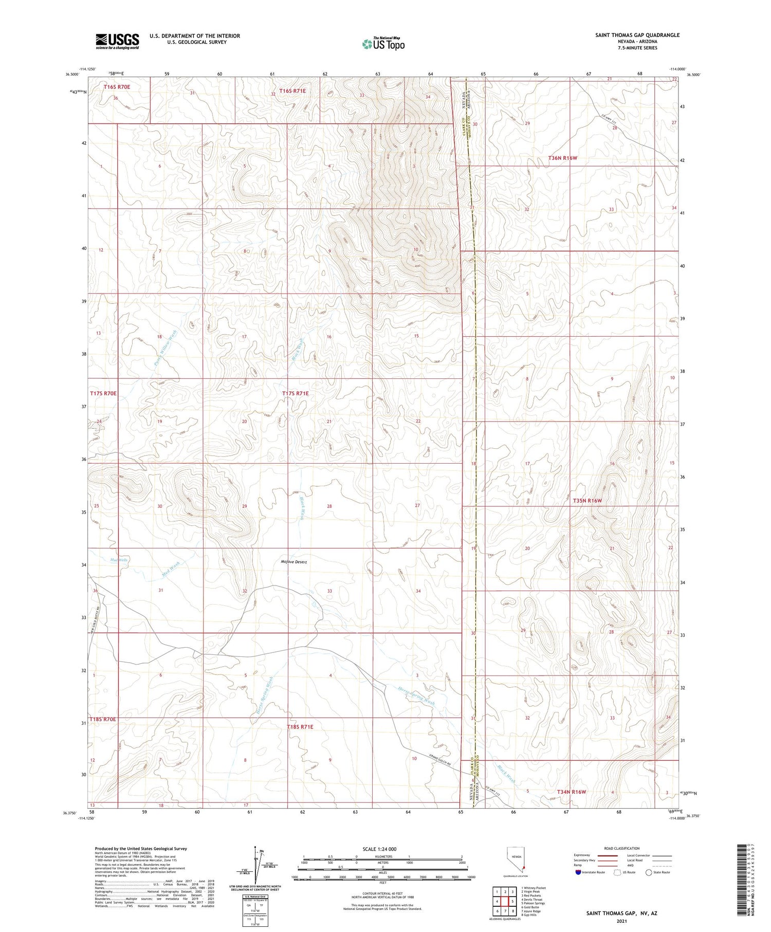 Saint Thomas Gap Nevada US Topo Map Image