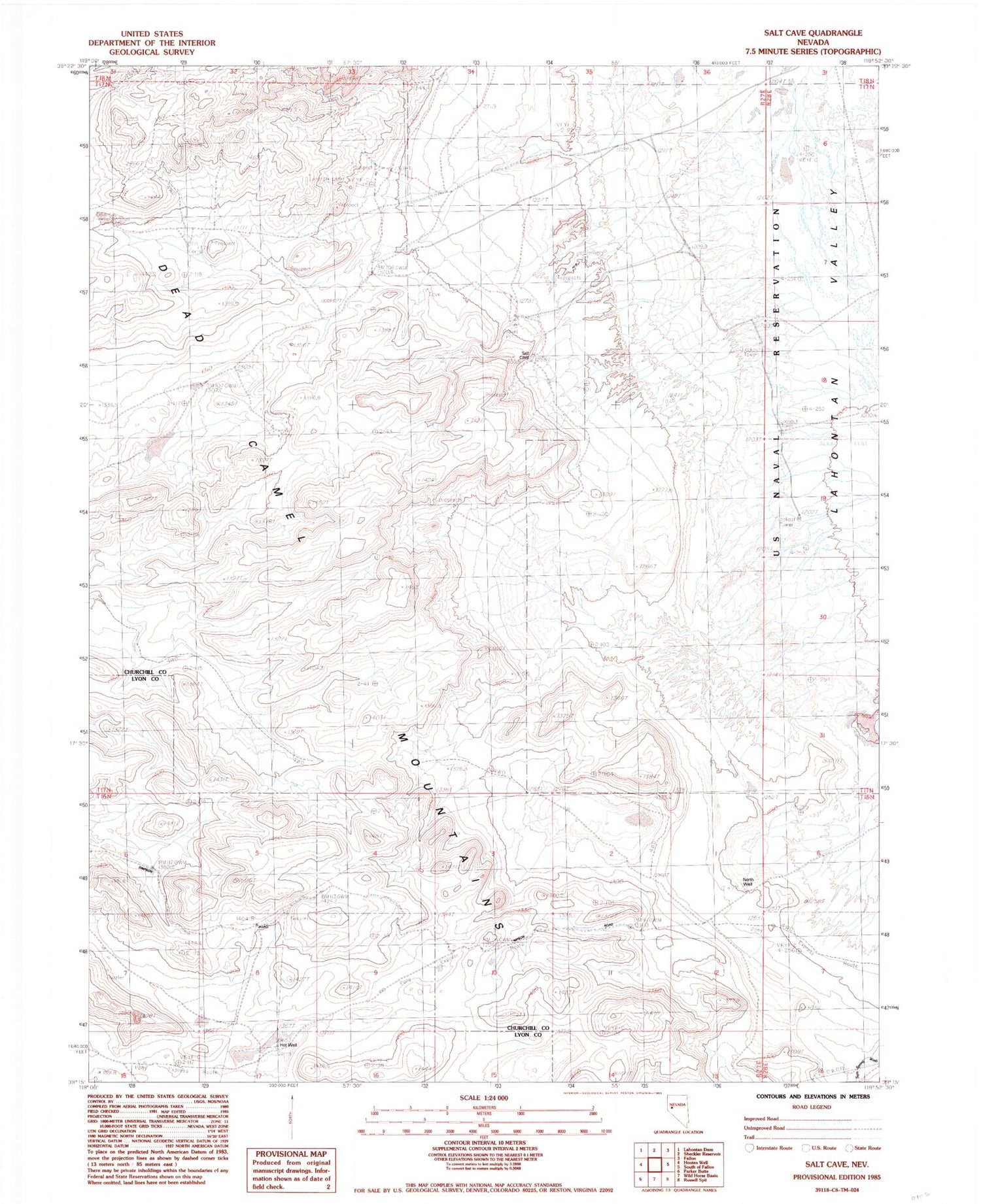 Classic USGS Salt Cave Nevada 7.5'x7.5' Topo Map Image