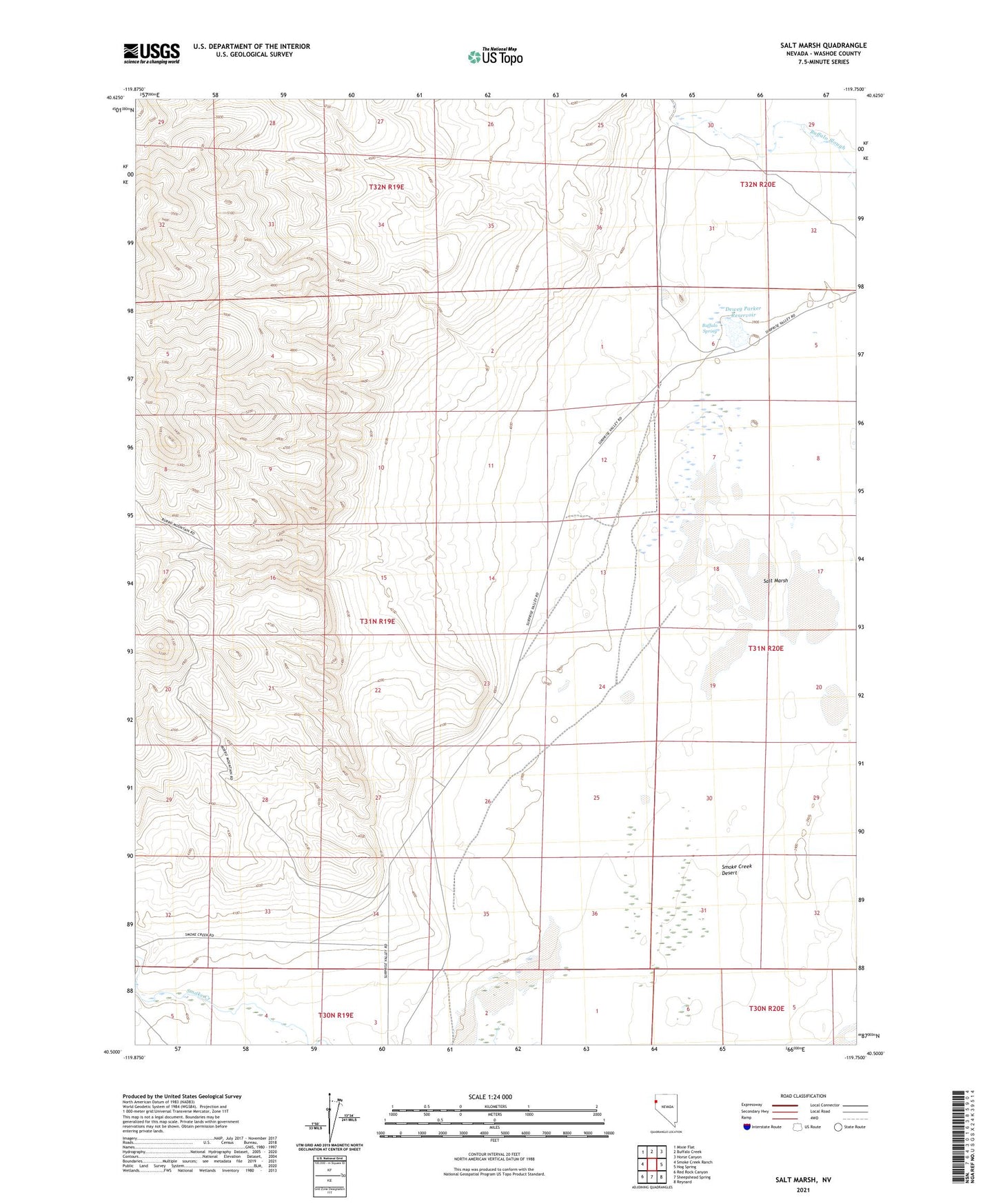 Salt Marsh Nevada US Topo Map Image