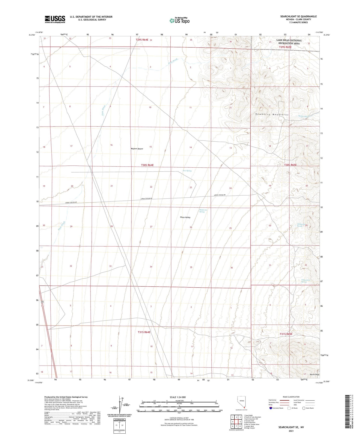 Searchlight SE Nevada US Topo Map Image