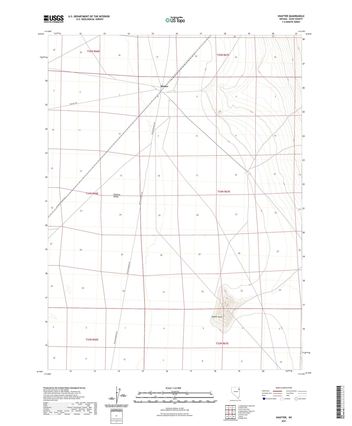 Shafter Nevada US Topo Map Image
