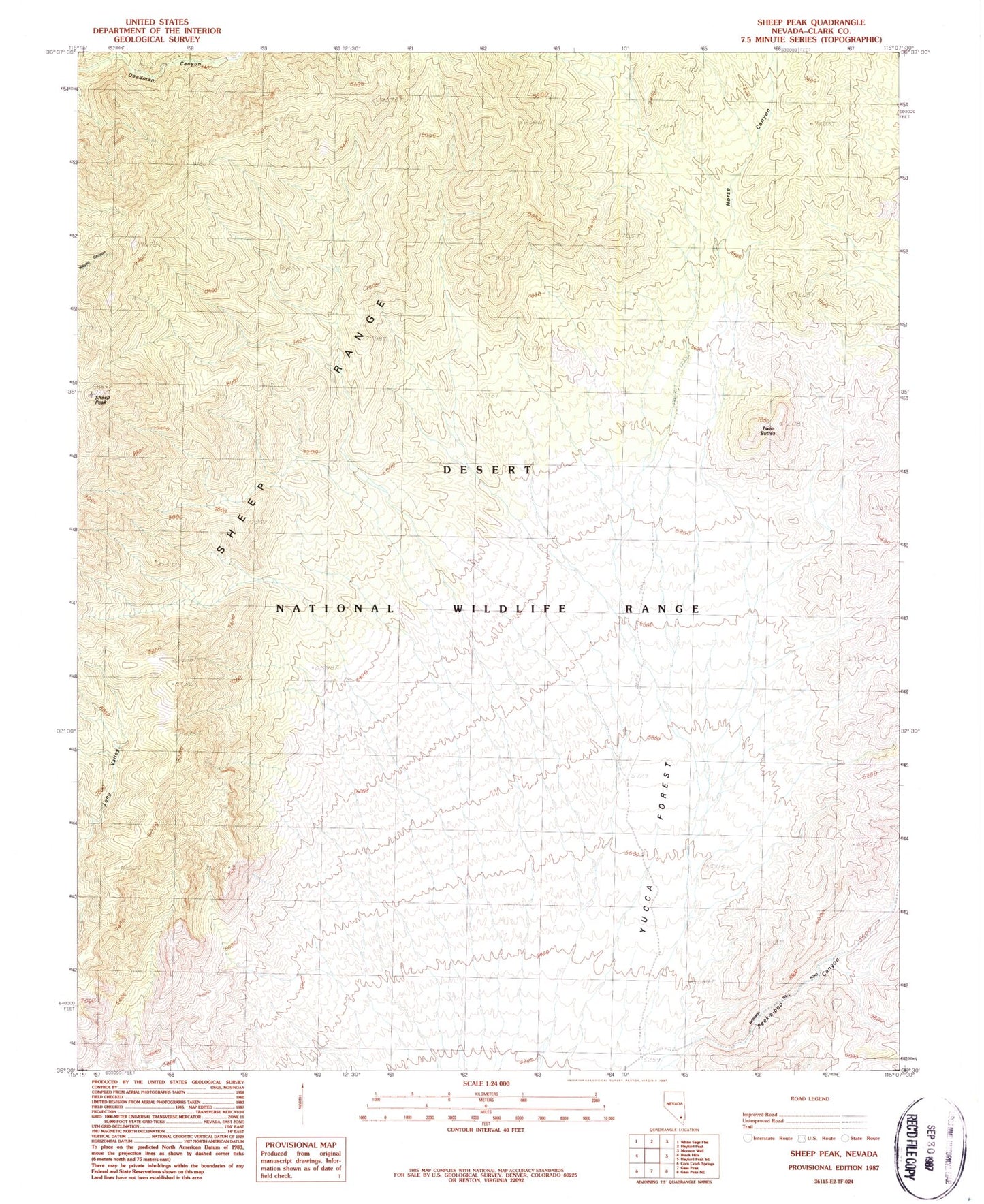 Classic USGS Sheep Peak Nevada 7.5'x7.5' Topo Map Image