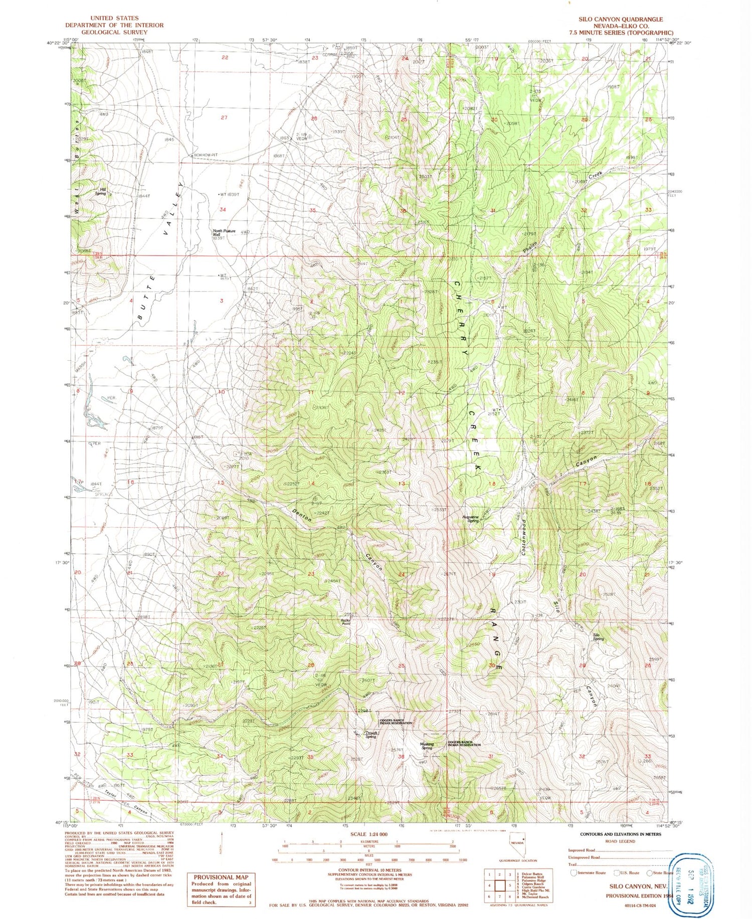 Classic USGS Silo Canyon Nevada 7.5'x7.5' Topo Map Image