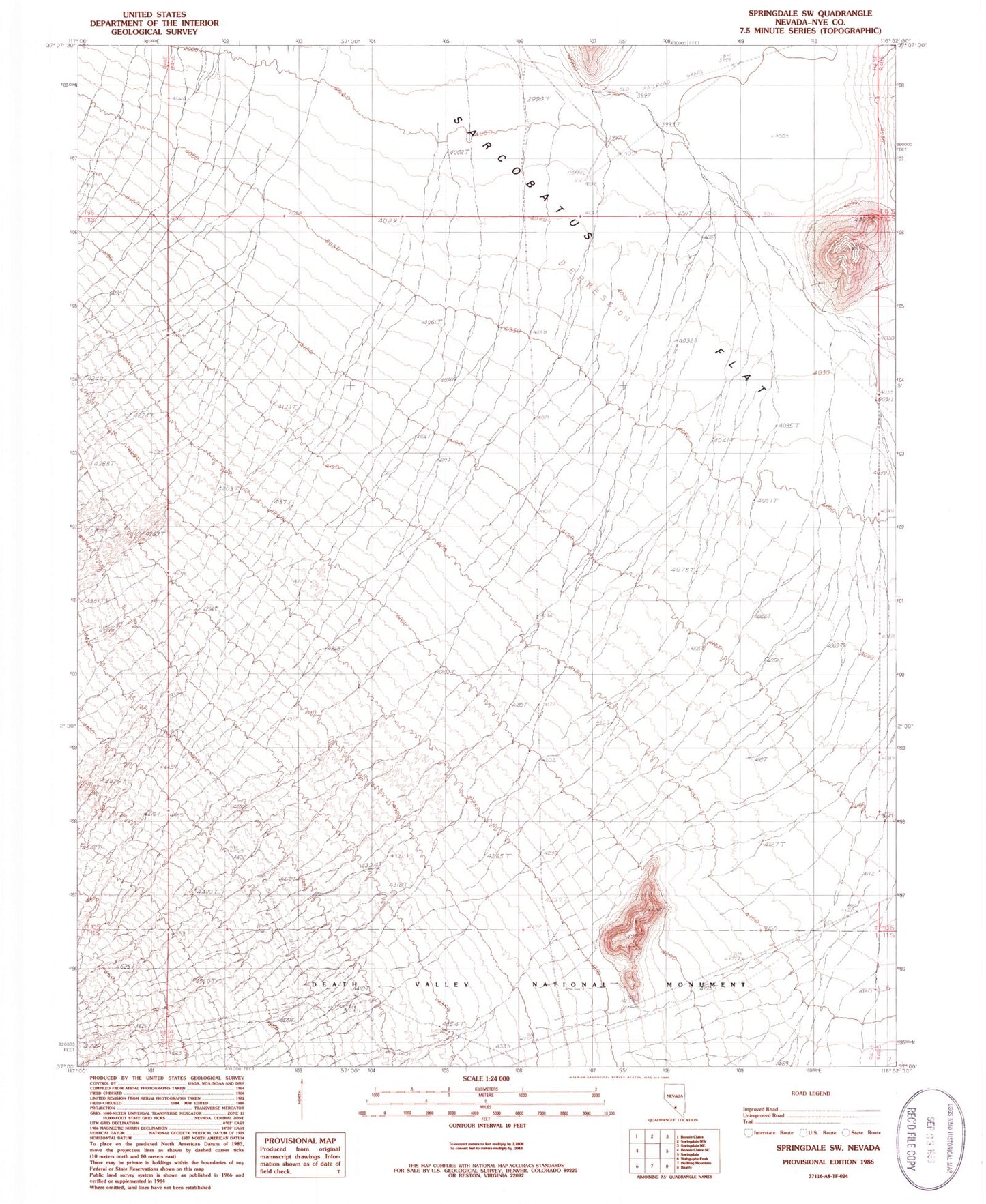 Classic USGS Springdale SW Nevada 7.5'x7.5' Topo Map Image