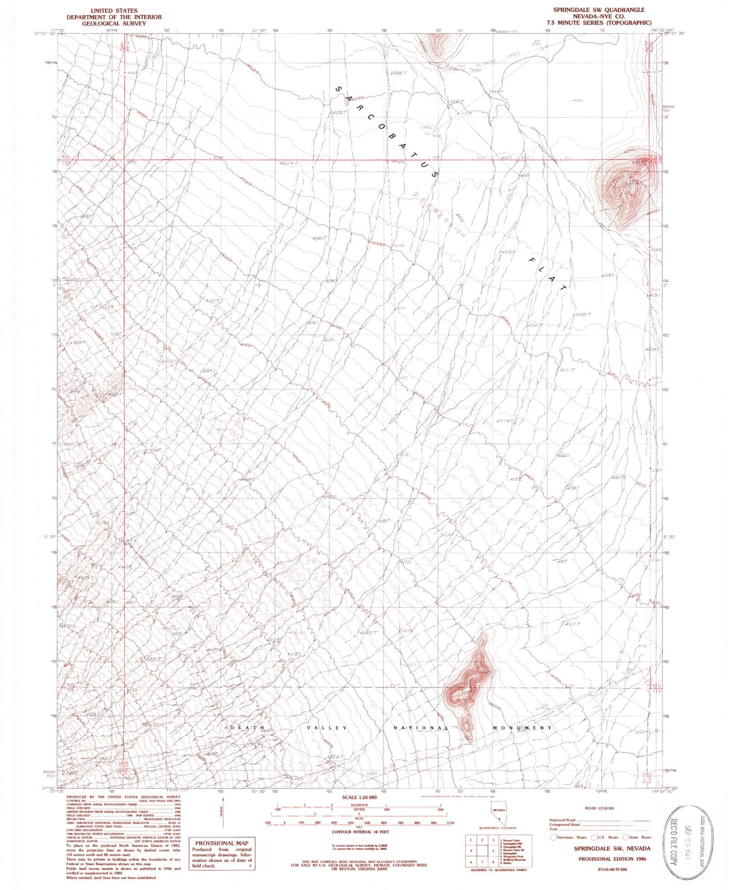 Classic USGS Springdale SW Nevada 7.5'x7.5' Topo Map Image