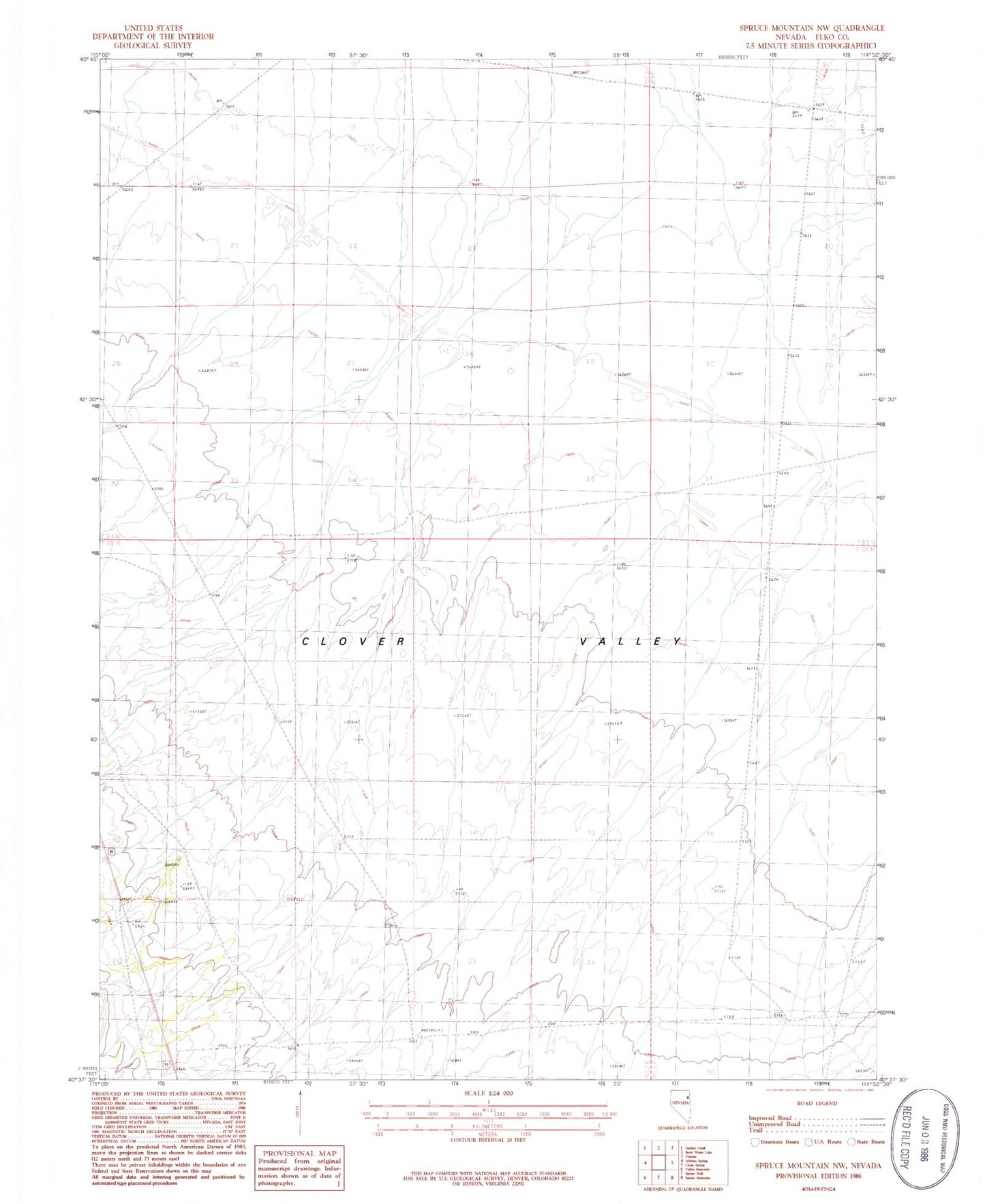 Classic USGS Spruce Mountain NW Nevada 7.5'x7.5' Topo Map Image