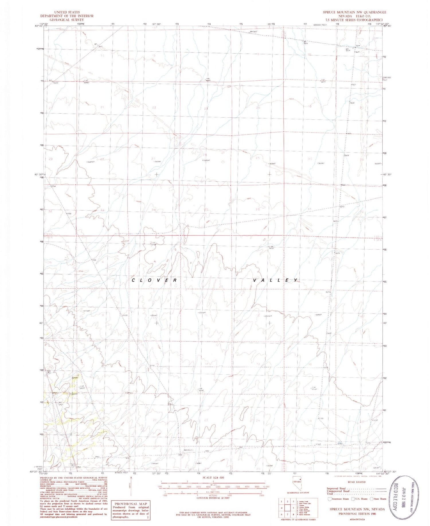 Classic USGS Spruce Mountain NW Nevada 7.5'x7.5' Topo Map Image