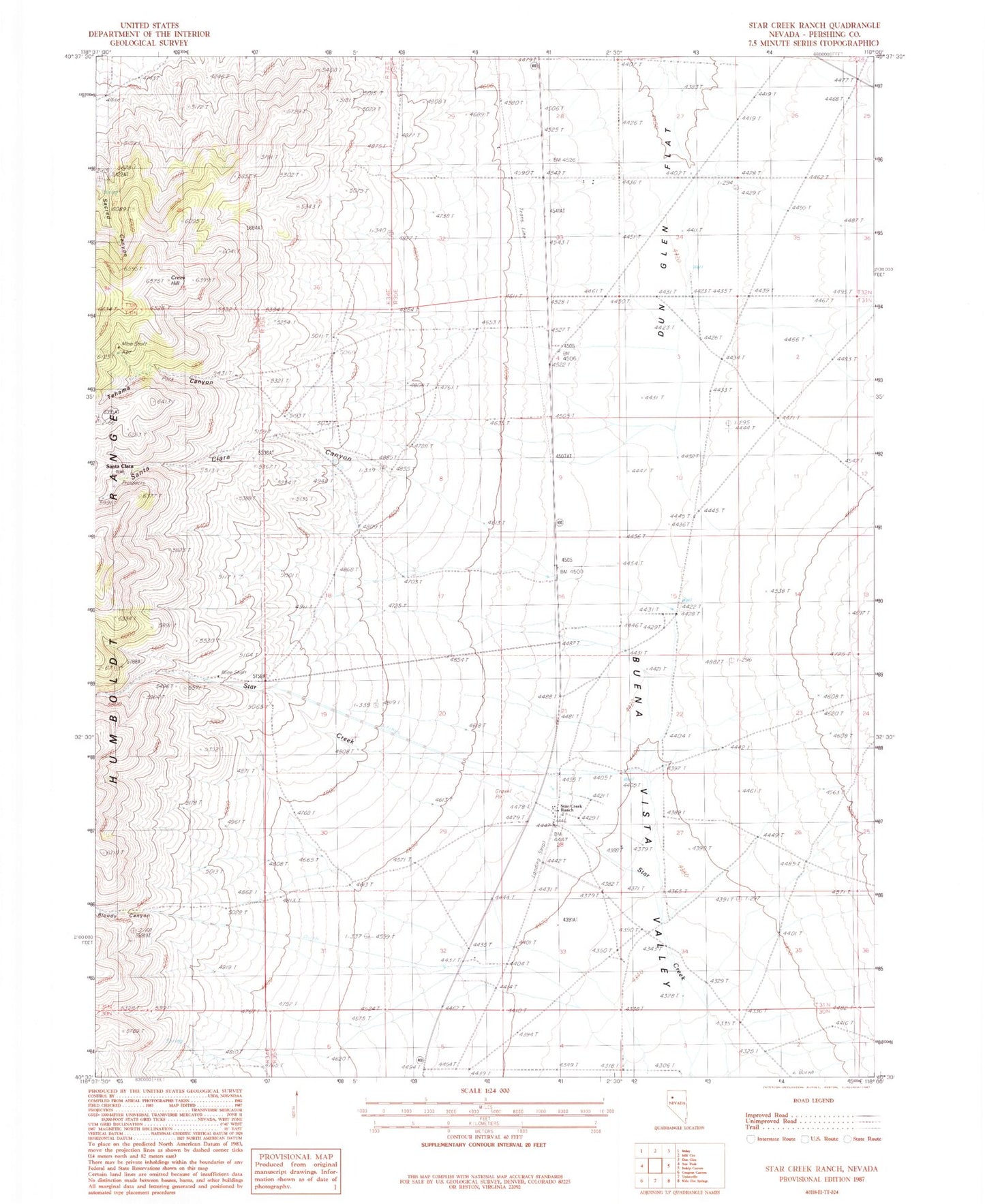 Classic USGS Star Creek Ranch Nevada 7.5'x7.5' Topo Map Image
