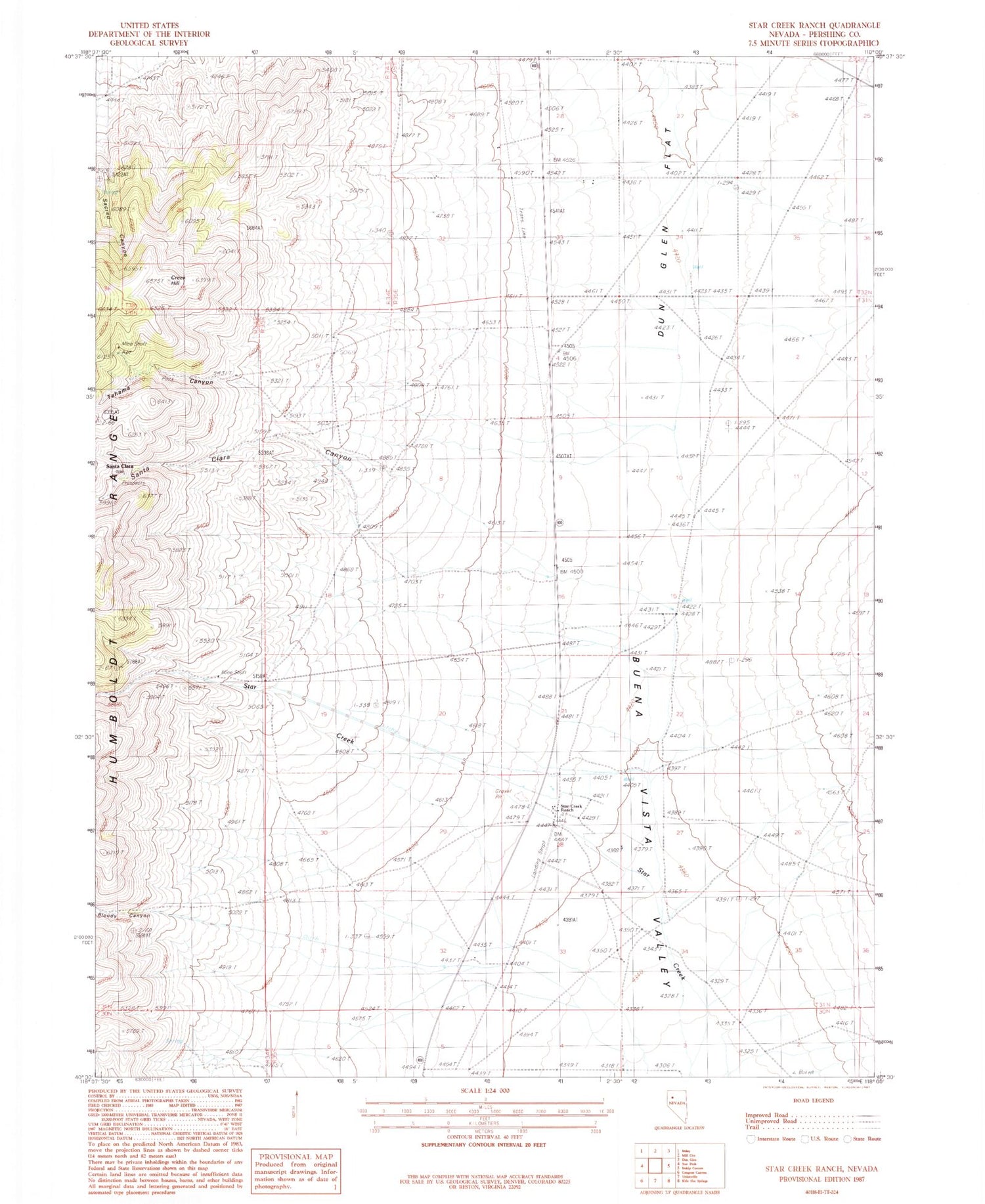 Classic USGS Star Creek Ranch Nevada 7.5'x7.5' Topo Map Image