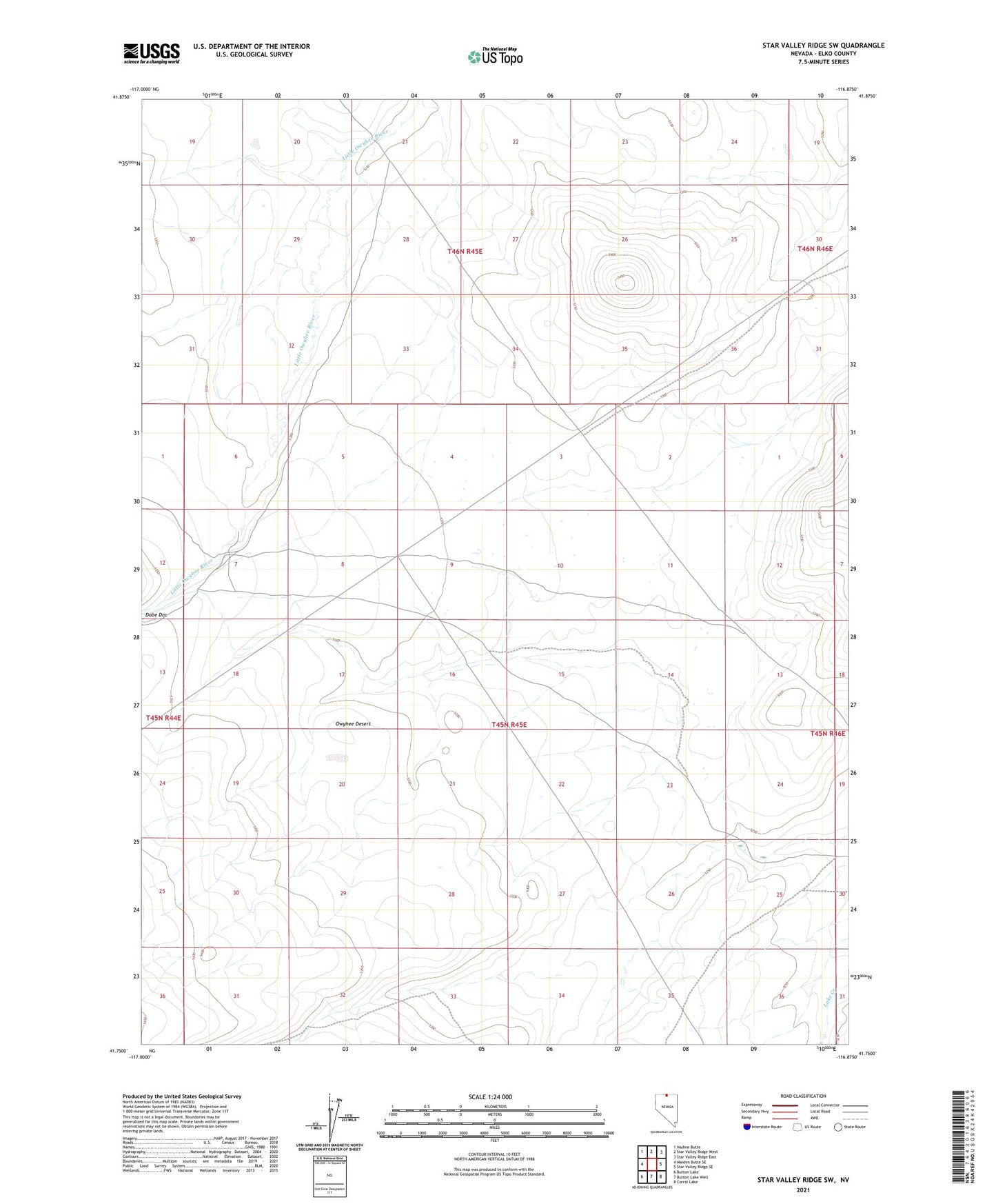 Star Valley Ridge SW Nevada US Topo Map Image
