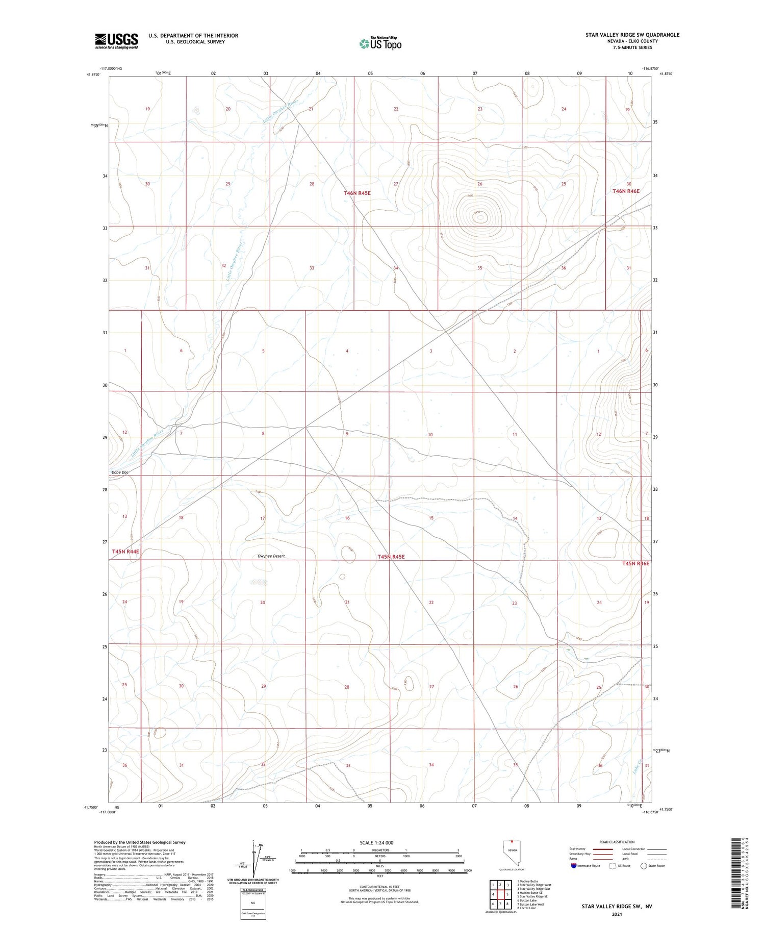 Star Valley Ridge SW Nevada US Topo Map Image
