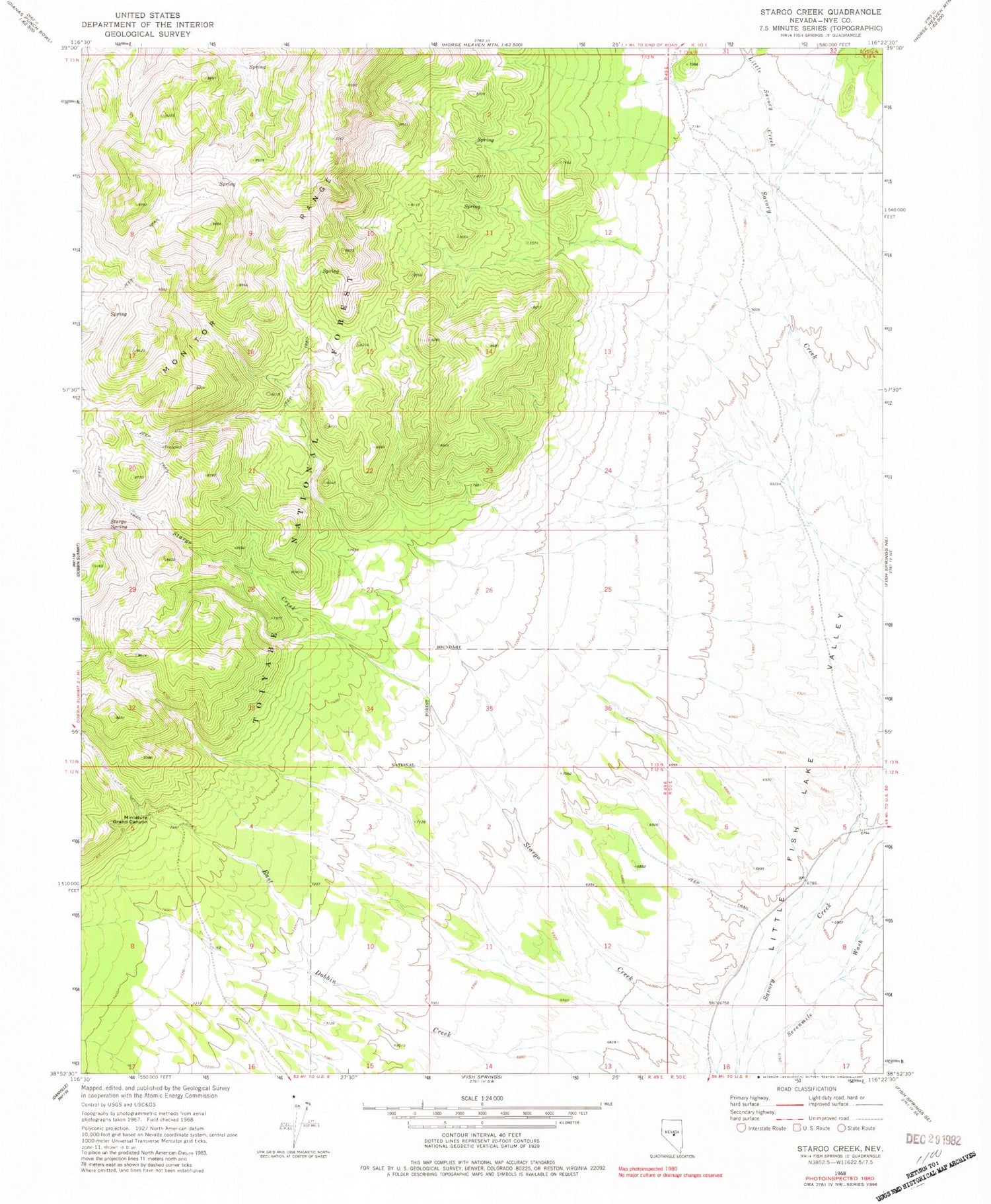 Classic USGS Stargo Creek Nevada 7.5'x7.5' Topo Map Image